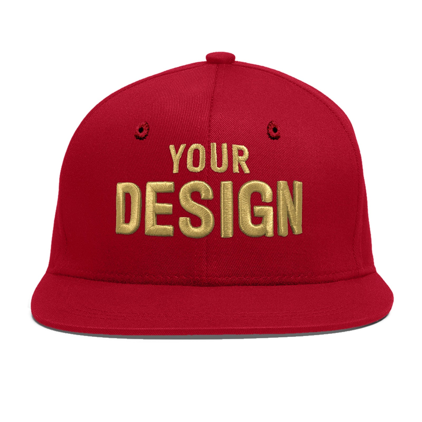 Custom Red 3D Puff Embroidery Flat Embroidery Casual Sport Baseball Cap