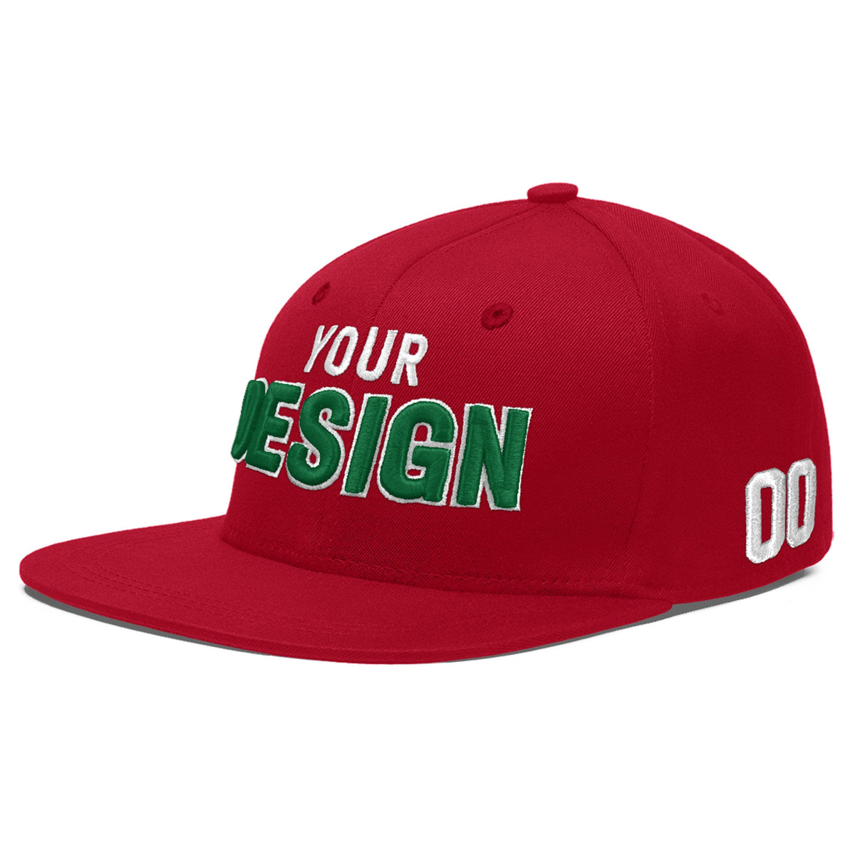 Custom Red 3D Puff Embroidery Flat Embroidery Casual Sport Baseball Cap