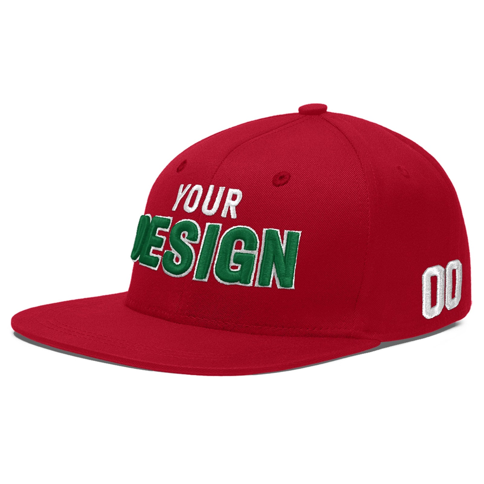 Custom Red 3D Puff Embroidery Flat Embroidery Casual Sport Baseball Cap