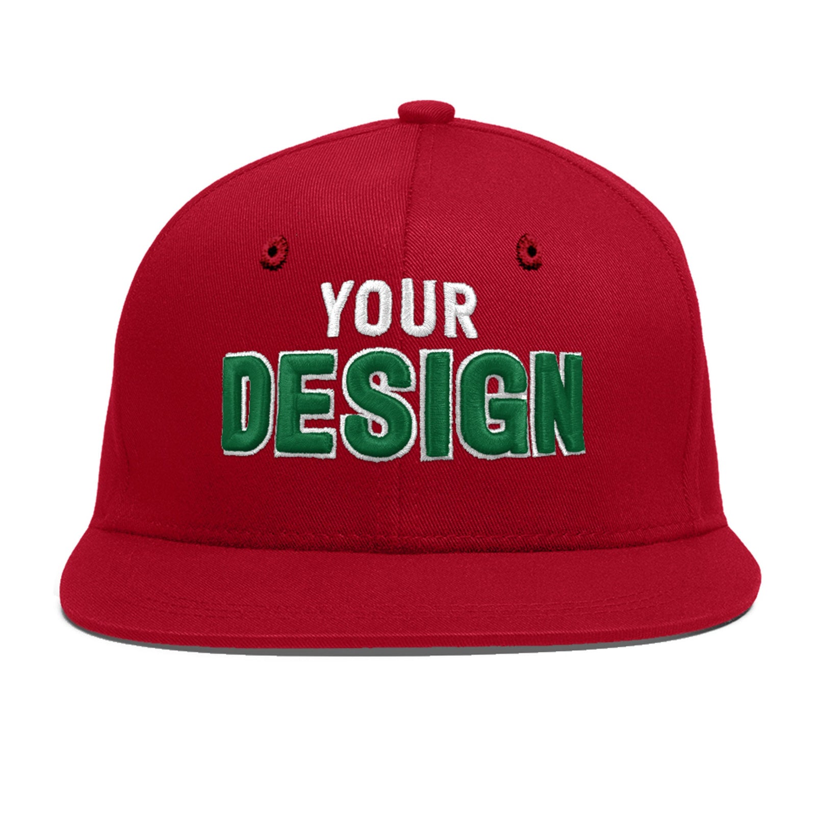 Custom Red 3D Puff Embroidery Flat Embroidery Casual Sport Baseball Cap