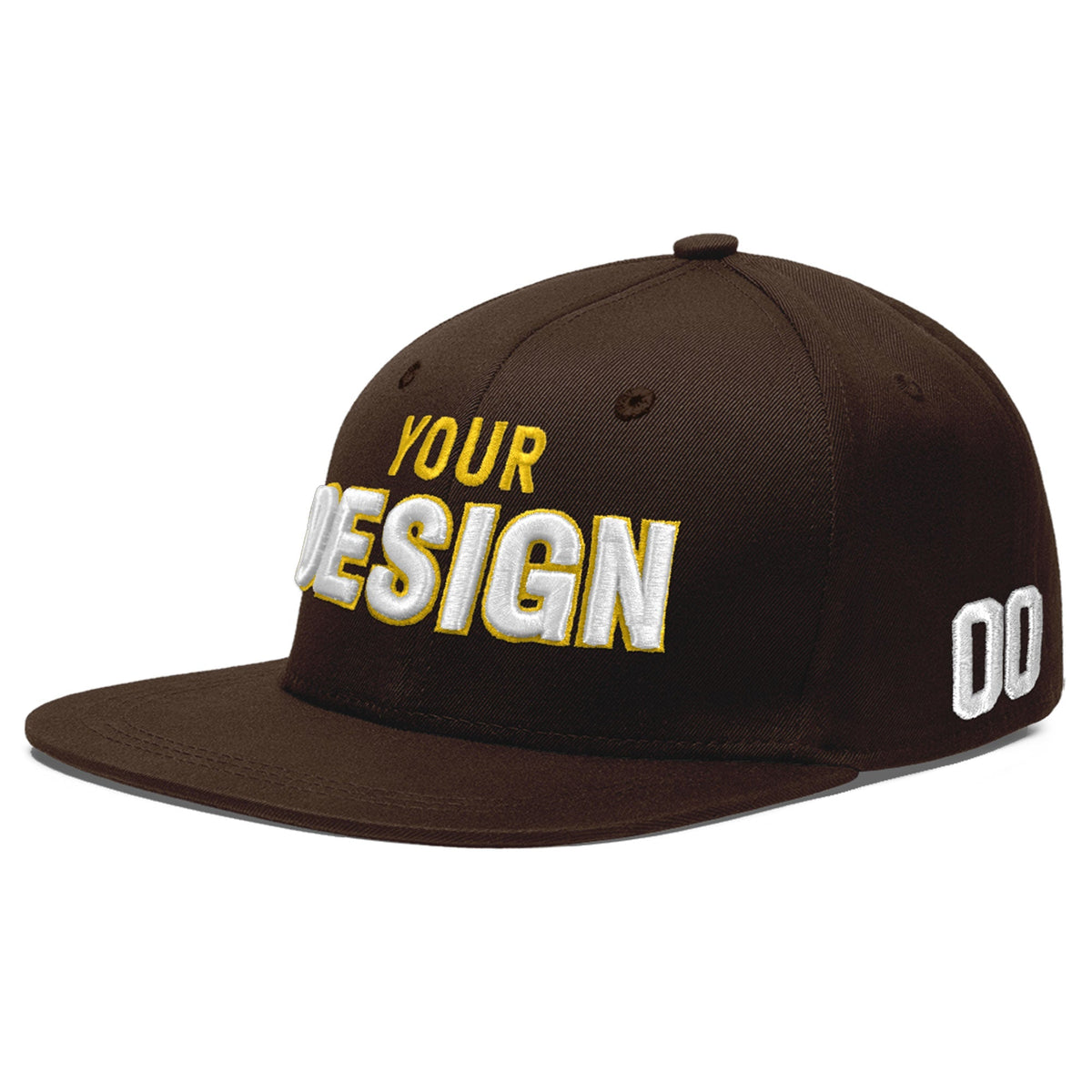 Custom Brown 3D Puff Embroidery Flat Embroidery Casual Sport Baseball Cap