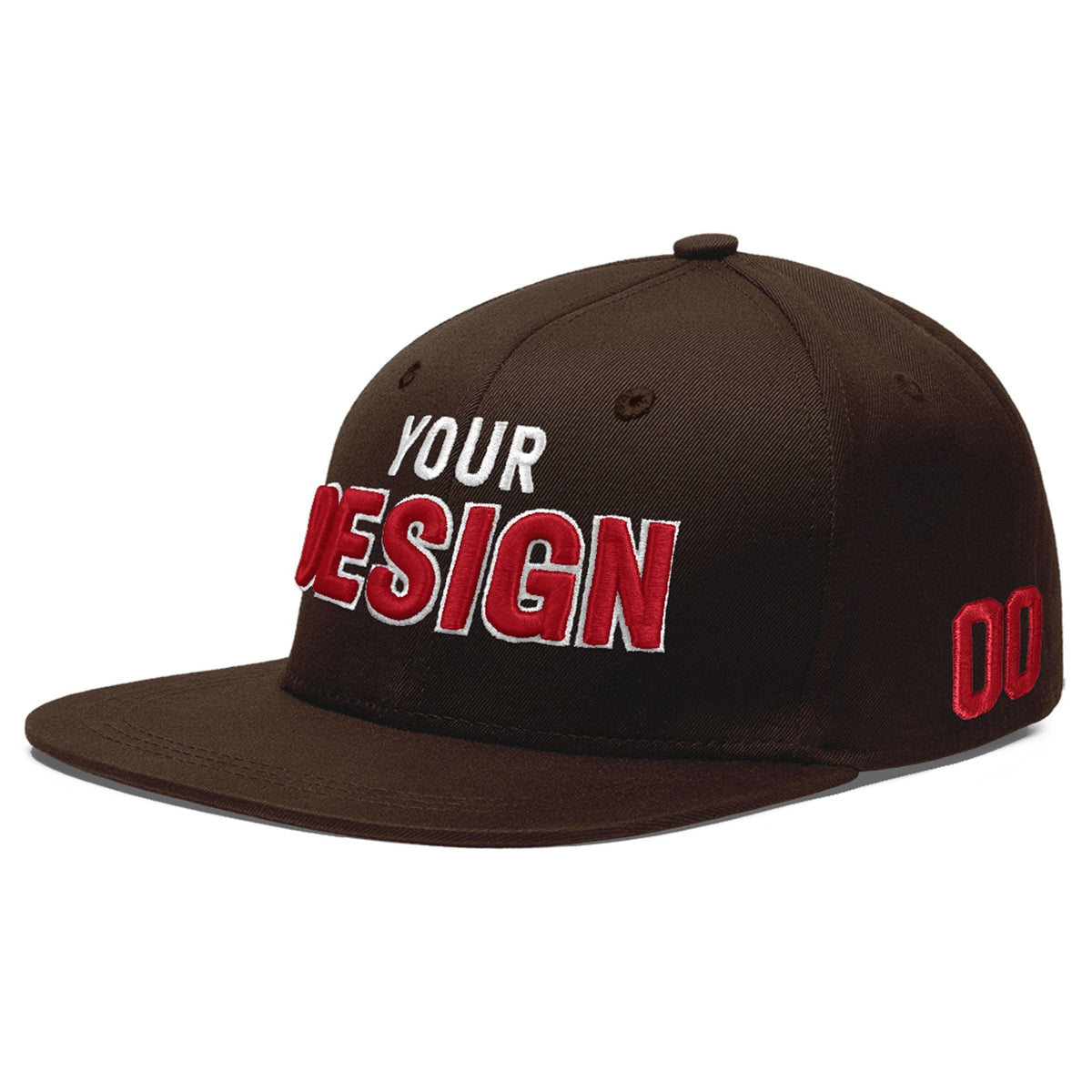 Custom Brown 3D Puff Embroidery Flat Embroidery Casual Sport Baseball Cap