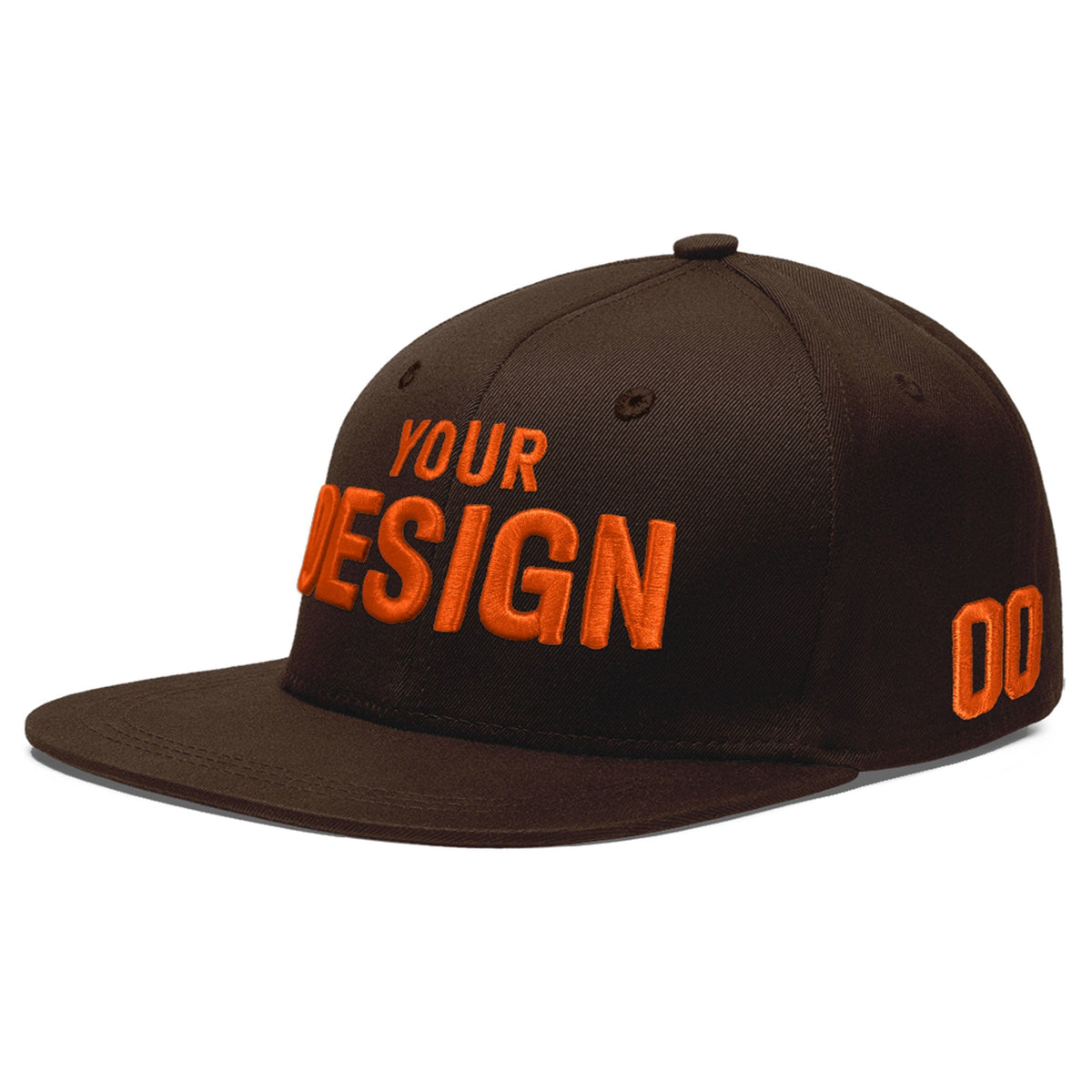 Custom Brown 3D Puff Embroidery Flat Embroidery Casual Sport Baseball Cap