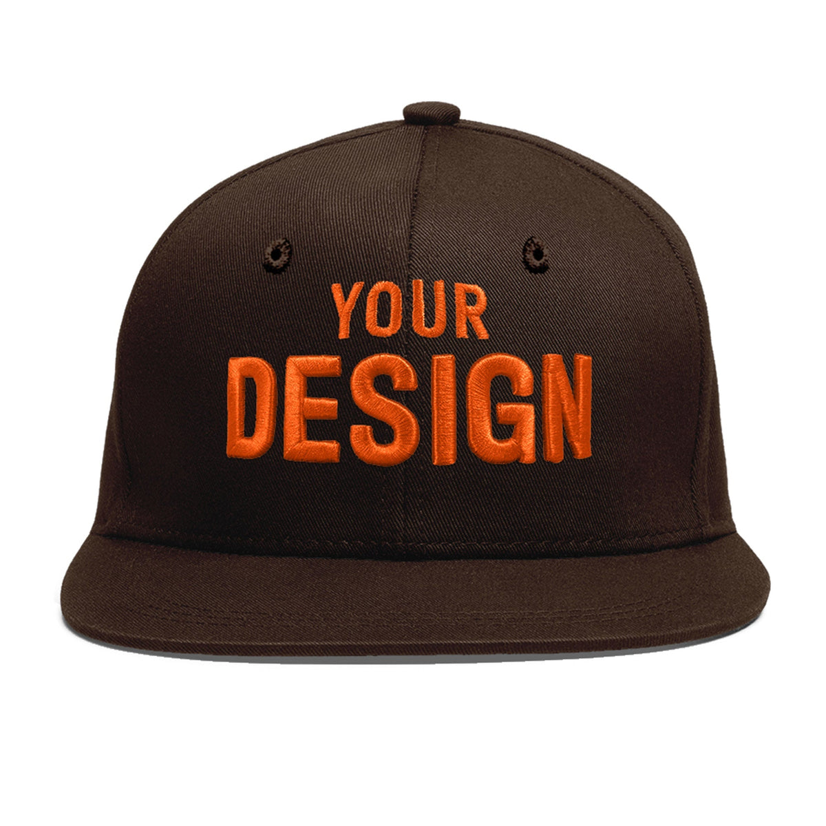 Custom Brown 3D Puff Embroidery Flat Embroidery Casual Sport Baseball Cap