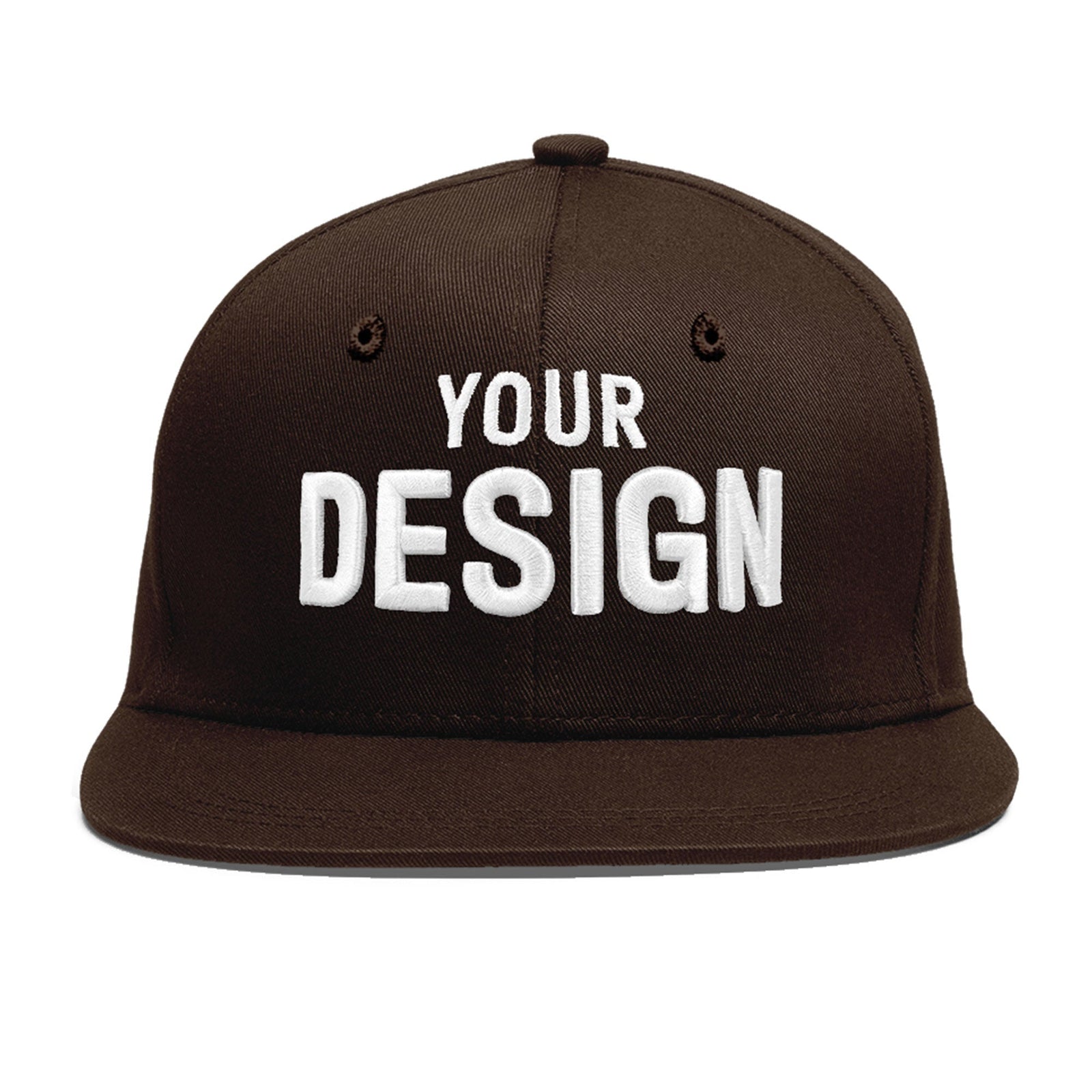 Custom Brown 3D Puff Embroidery Flat Embroidery Casual Sport Baseball Cap