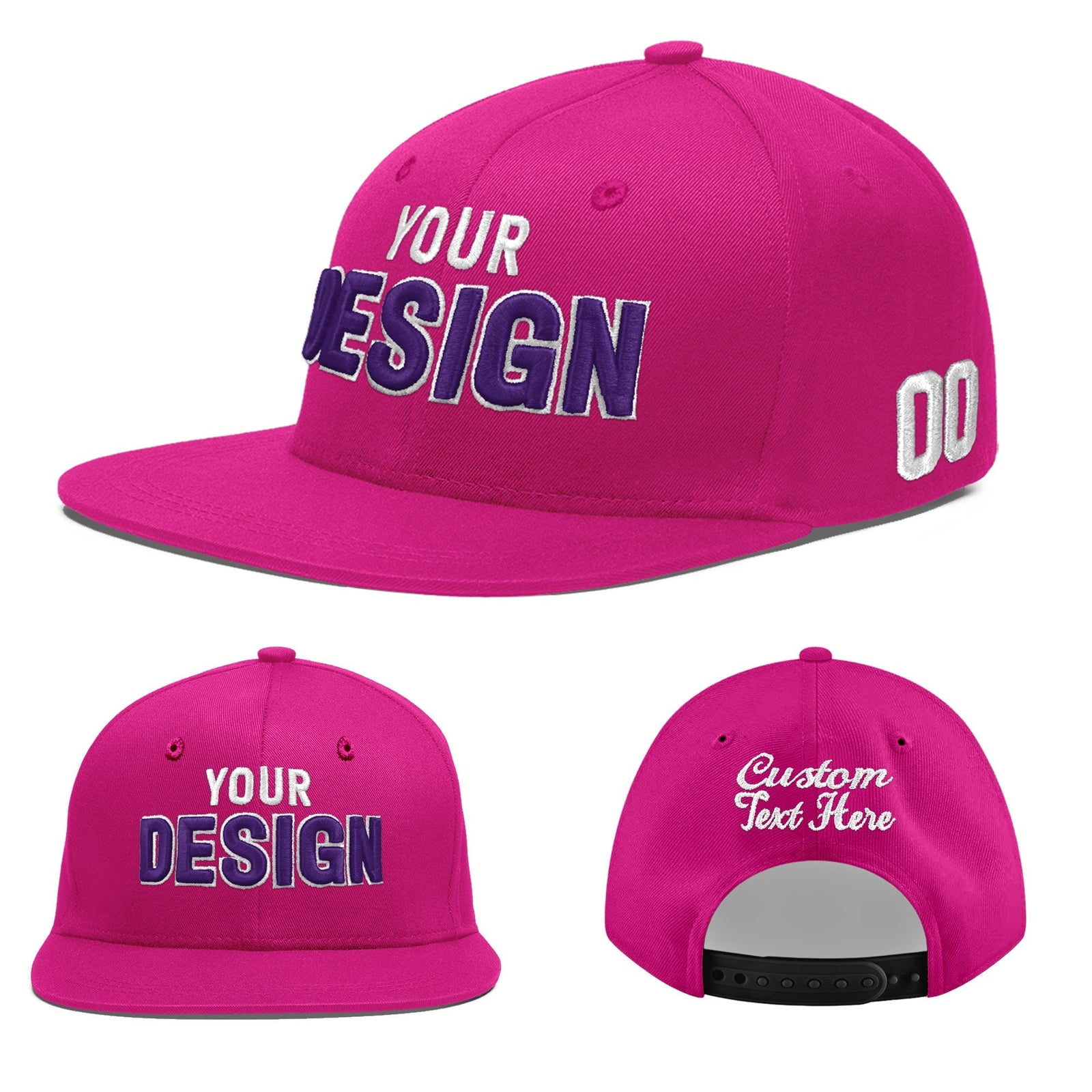 Custom Rose Red 3D Puff Embroidery Flat Embroidery Casual Sport Baseball Cap