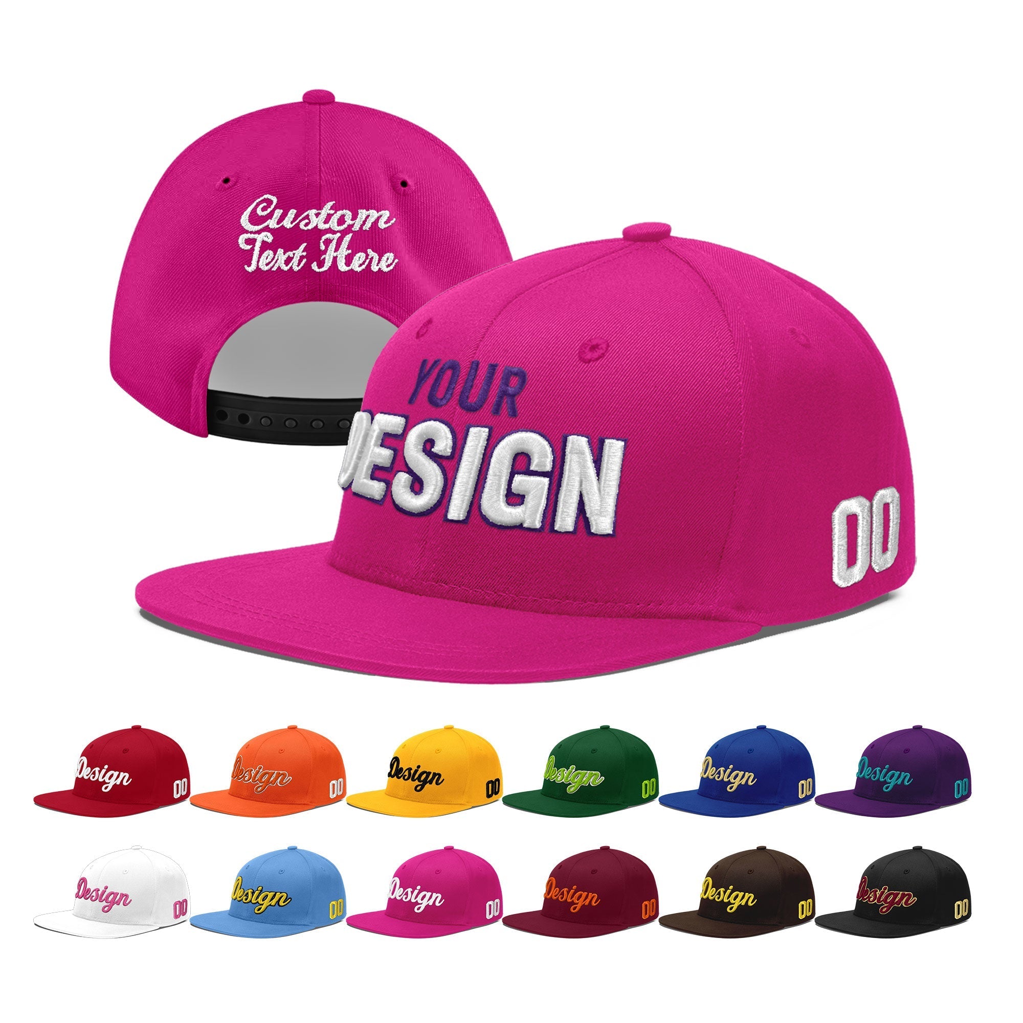 Custom Rose Red 3D Puff Embroidery Flat Embroidery Casual Sport Baseball Cap