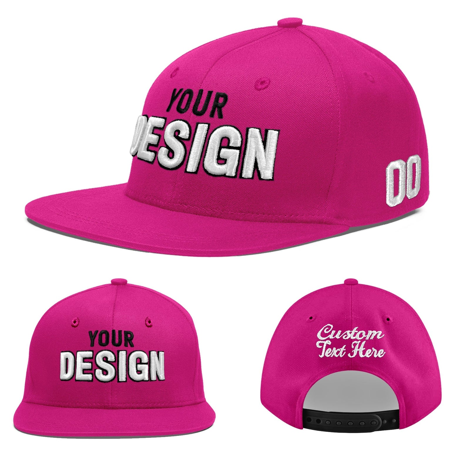 Custom Rose Red 3D Puff Embroidery Flat Embroidery Casual Sport Baseball Cap