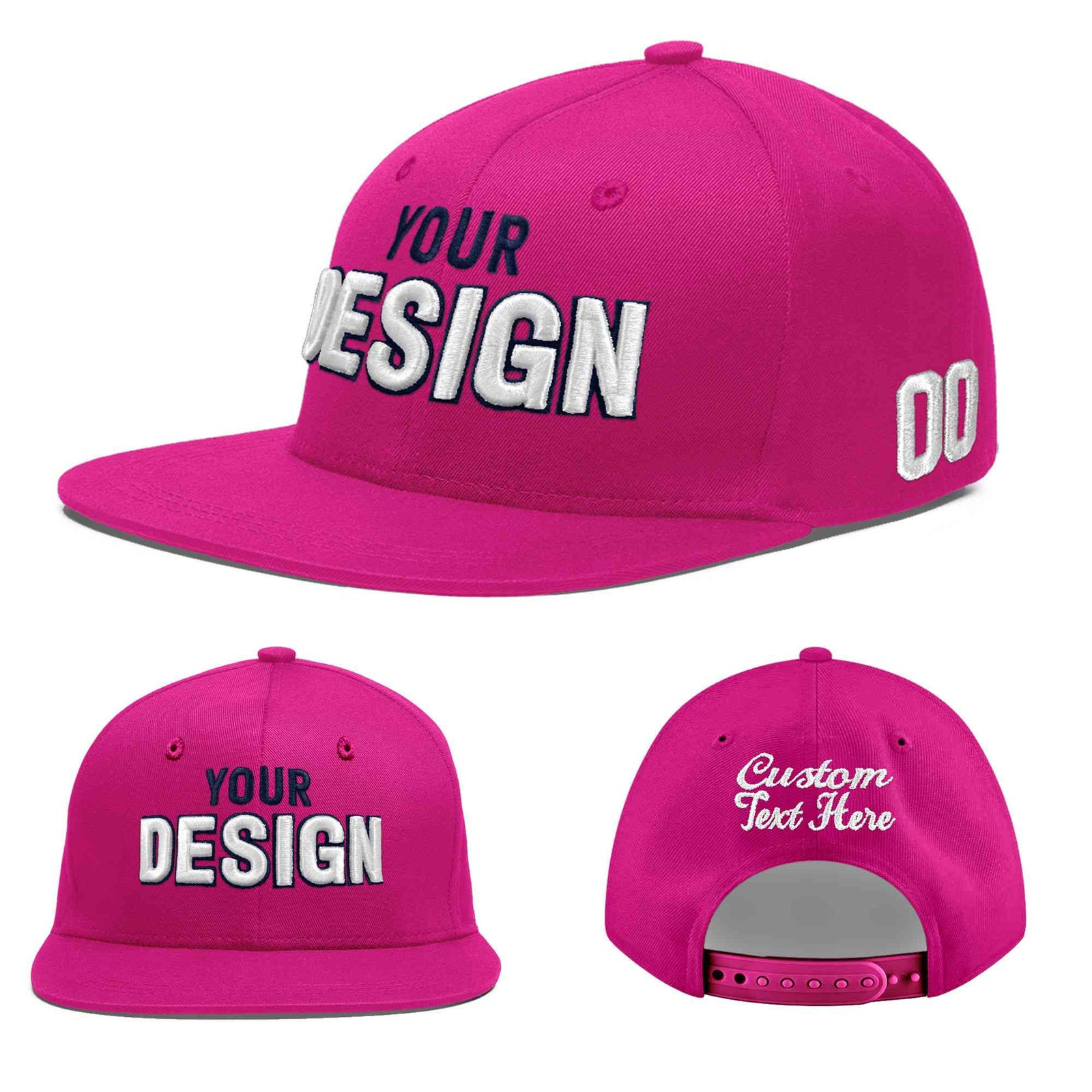 Custom Rose Red 3D Puff Embroidery Flat Embroidery Casual Sport Baseball Cap