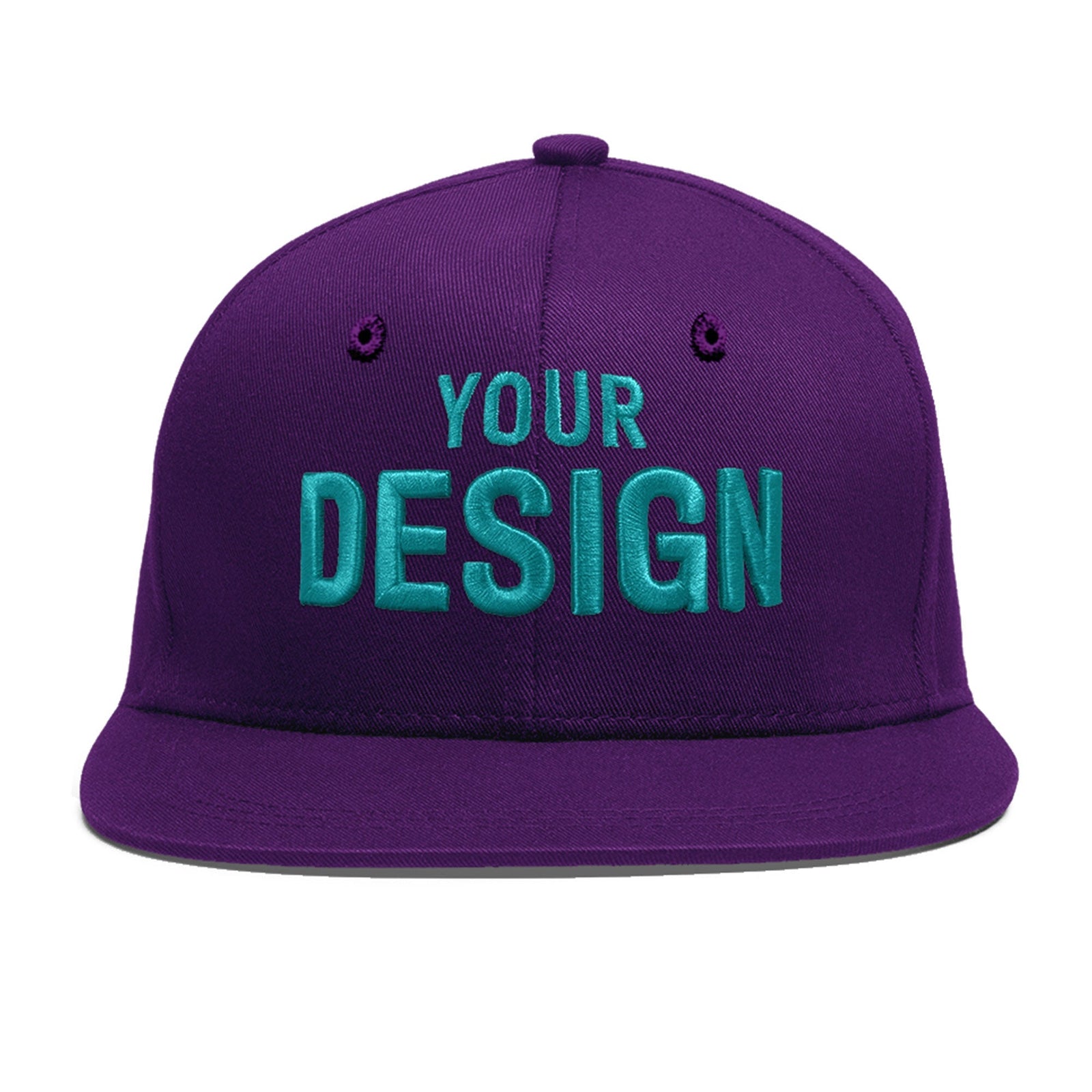Custom Purple 3D Puff Embroidery Flat Embroidery Casual Sport Baseball Cap