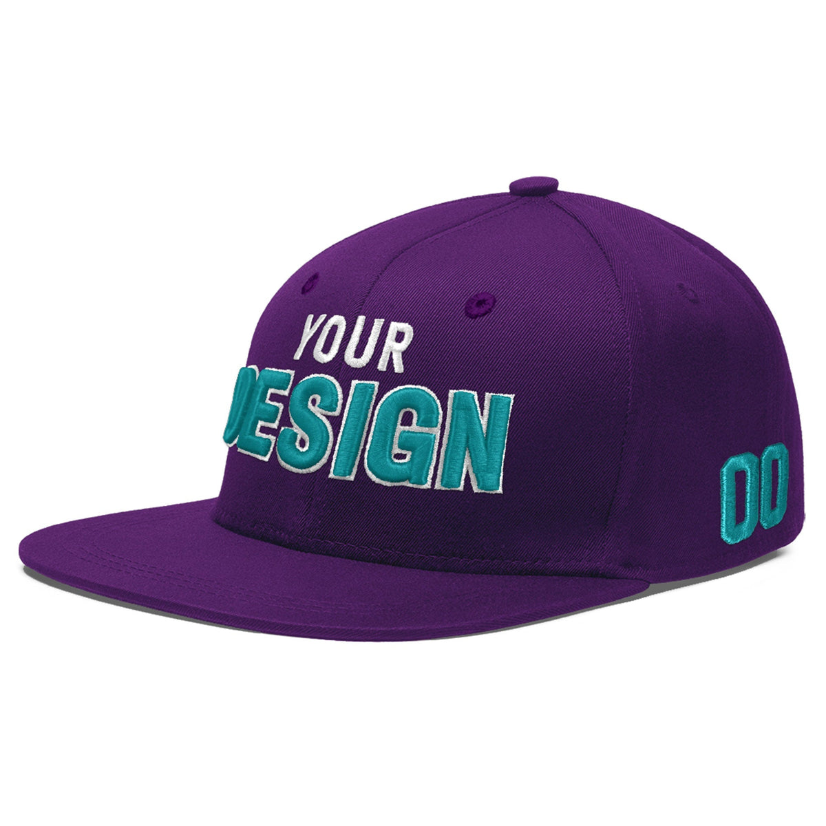 Custom Purple 3D Puff Embroidery Flat Embroidery Casual Sport Baseball Cap