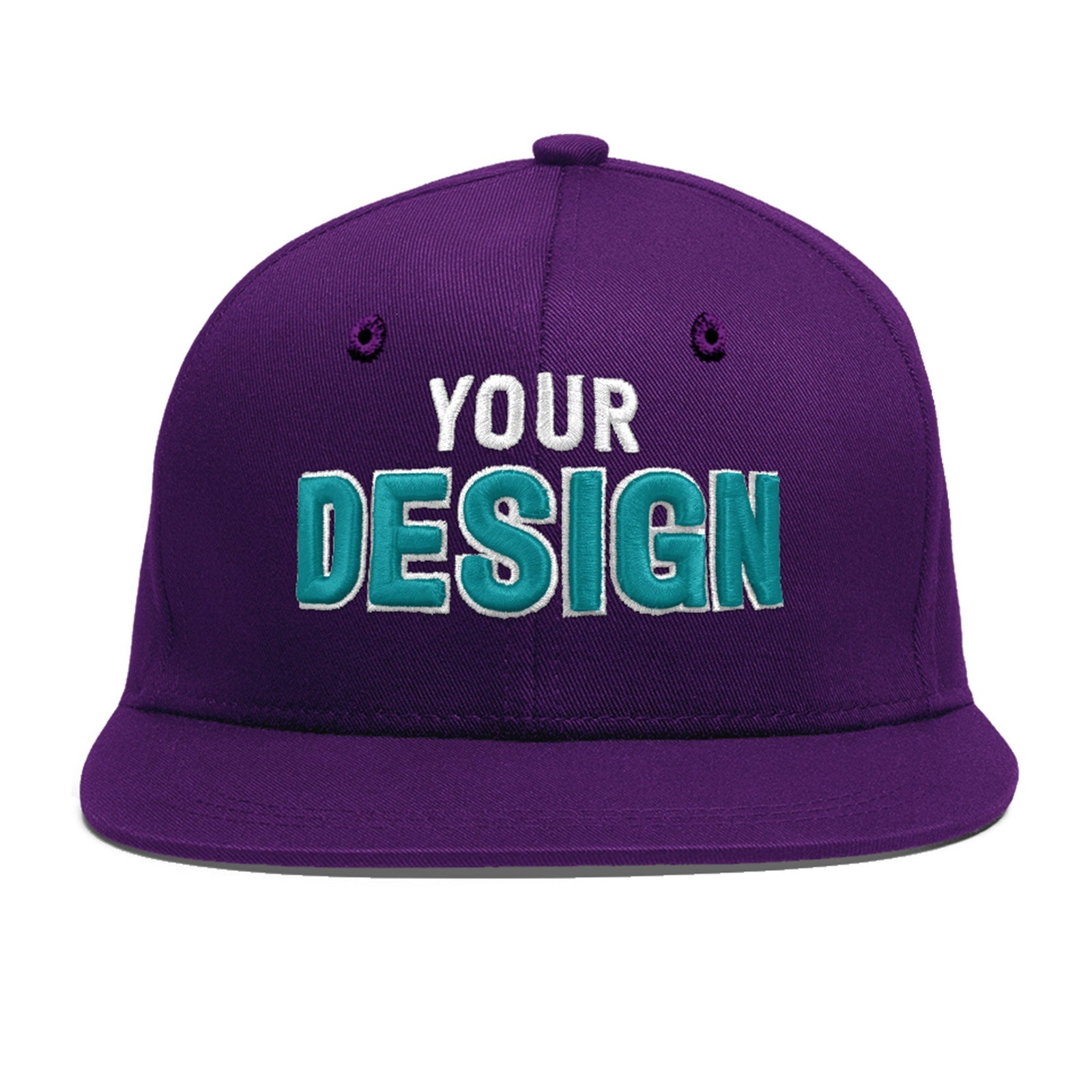 Custom Purple 3D Puff Embroidery Flat Embroidery Casual Sport Baseball Cap