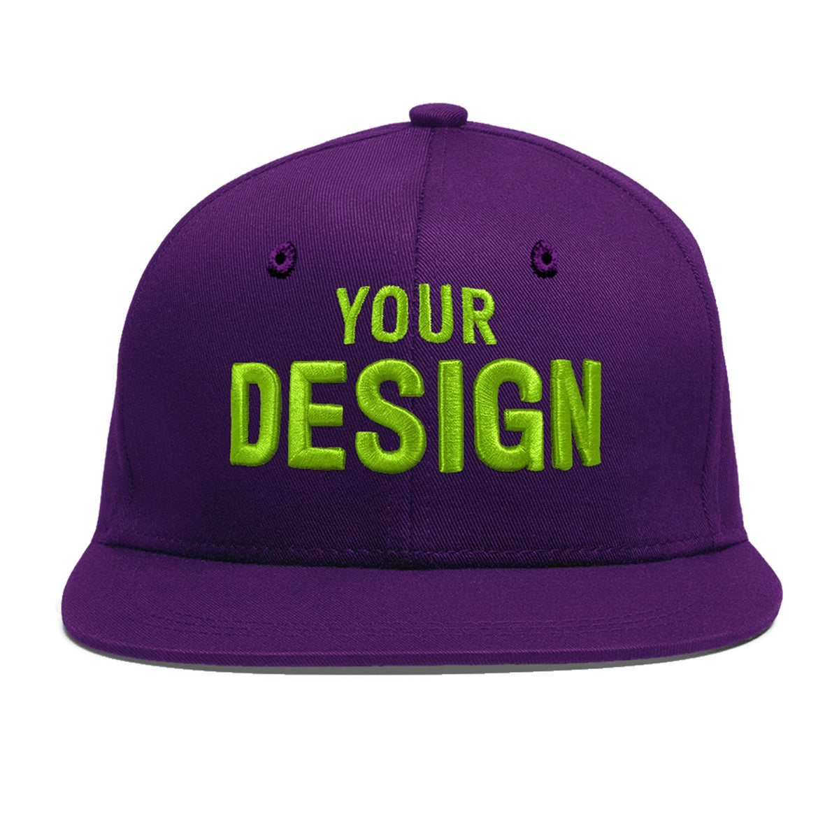 Custom Purple 3D Puff Embroidery Flat Embroidery Casual Sport Baseball Cap