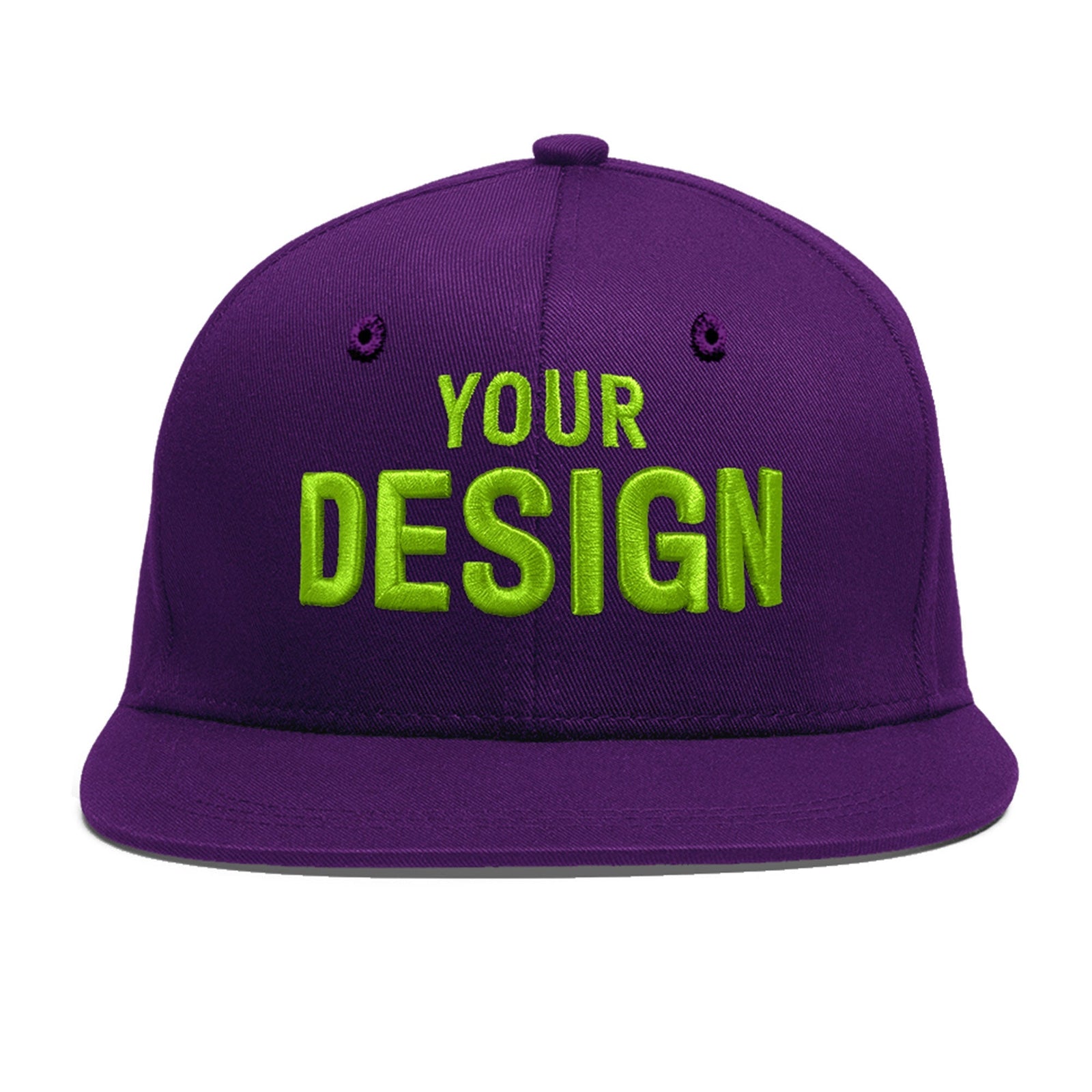 Custom Purple 3D Puff Embroidery Flat Embroidery Casual Sport Baseball Cap
