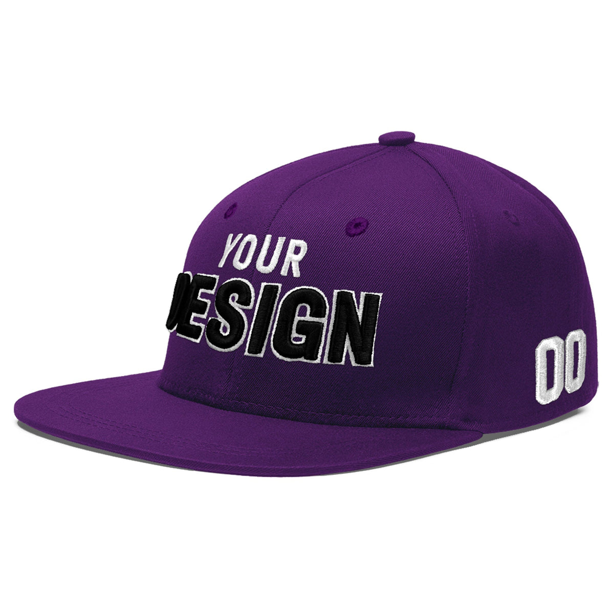 Custom Purple 3D Puff Embroidery Flat Embroidery Casual Sport Baseball Cap