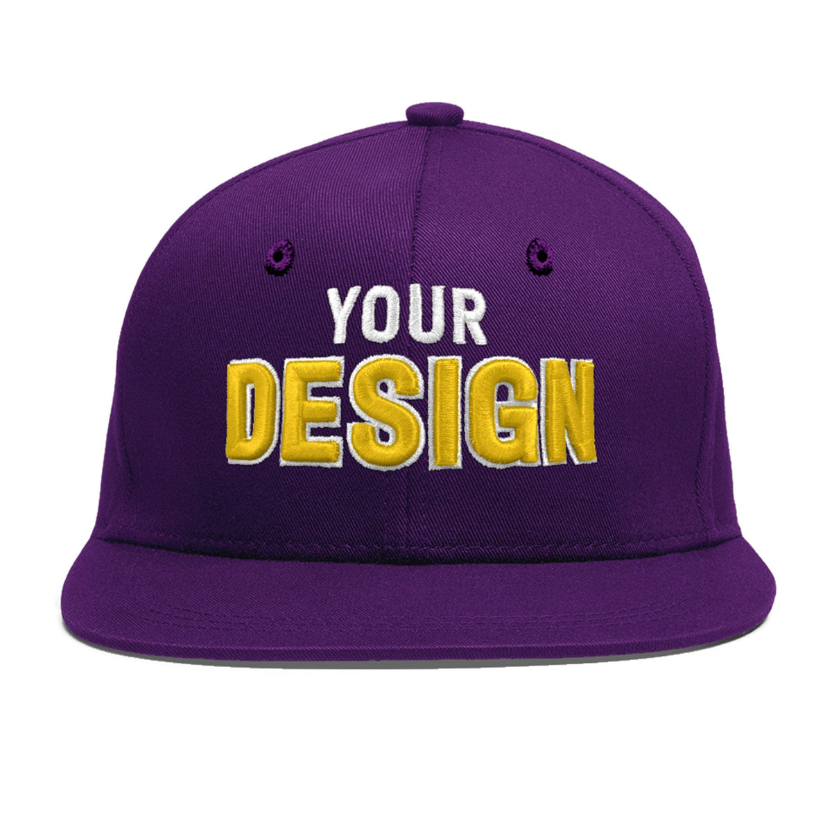 Custom Purple 3D Puff Embroidery Flat Embroidery Casual Sport Baseball Cap