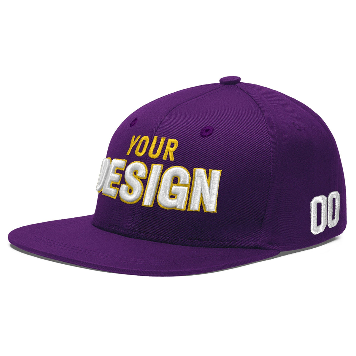 Custom Purple 3D Puff Embroidery Flat Embroidery Casual Sport Baseball Cap
