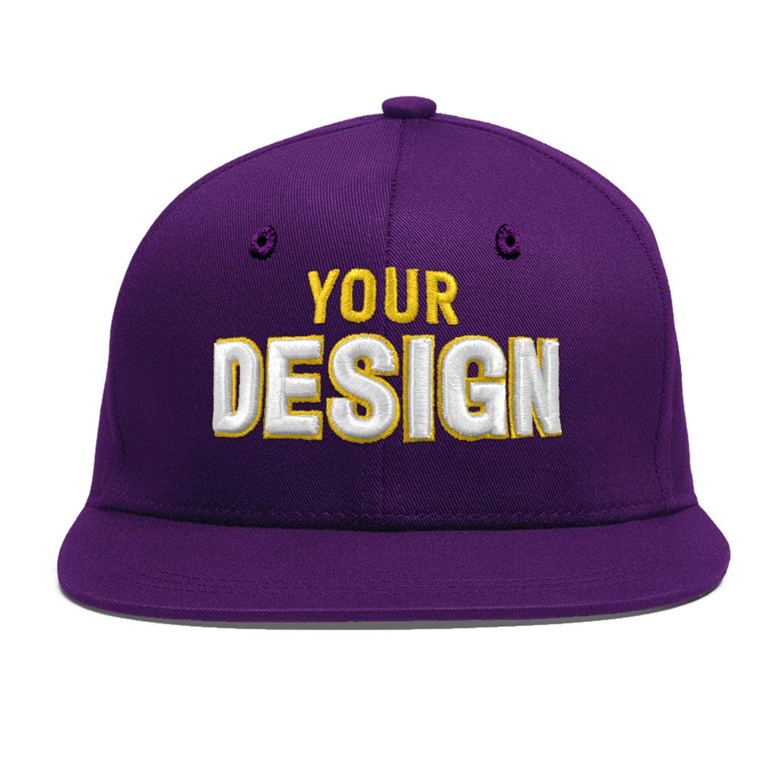 Custom Purple 3D Puff Embroidery Flat Embroidery Casual Sport Baseball Cap