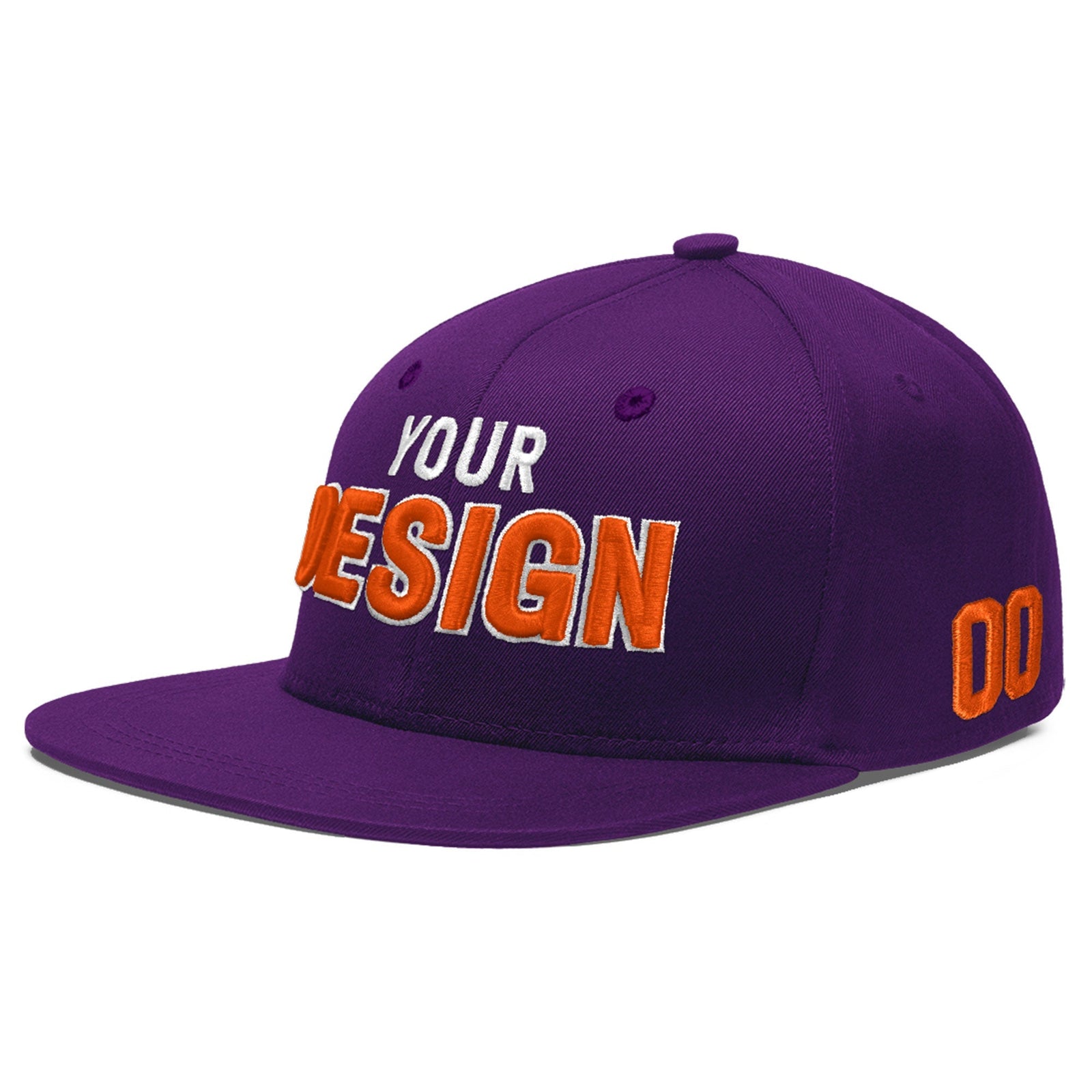 Custom Purple 3D Puff Embroidery Flat Embroidery Casual Sport Baseball Cap