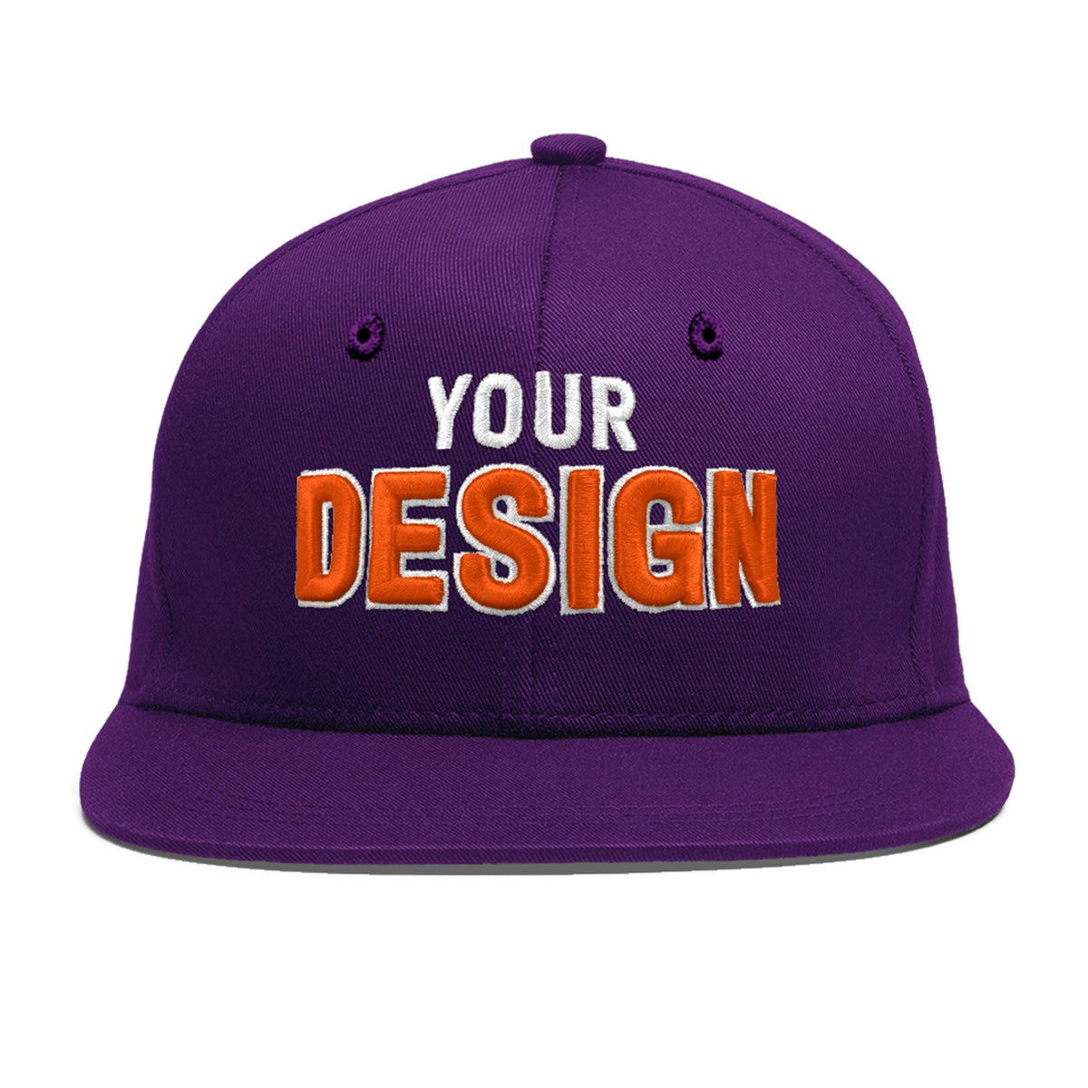 Custom Purple 3D Puff Embroidery Flat Embroidery Casual Sport Baseball Cap