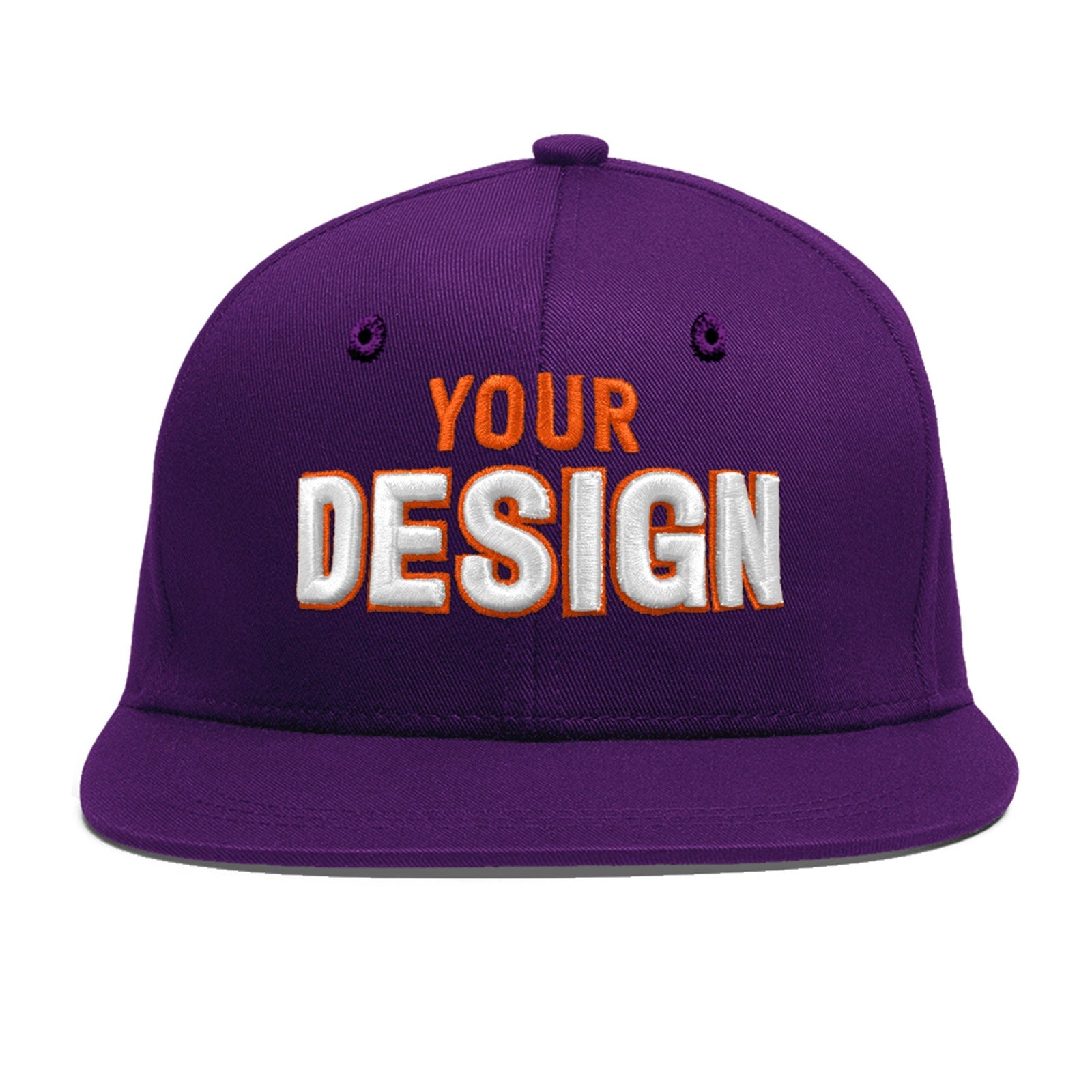 Custom Purple 3D Puff Embroidery Flat Embroidery Casual Sport Baseball Cap