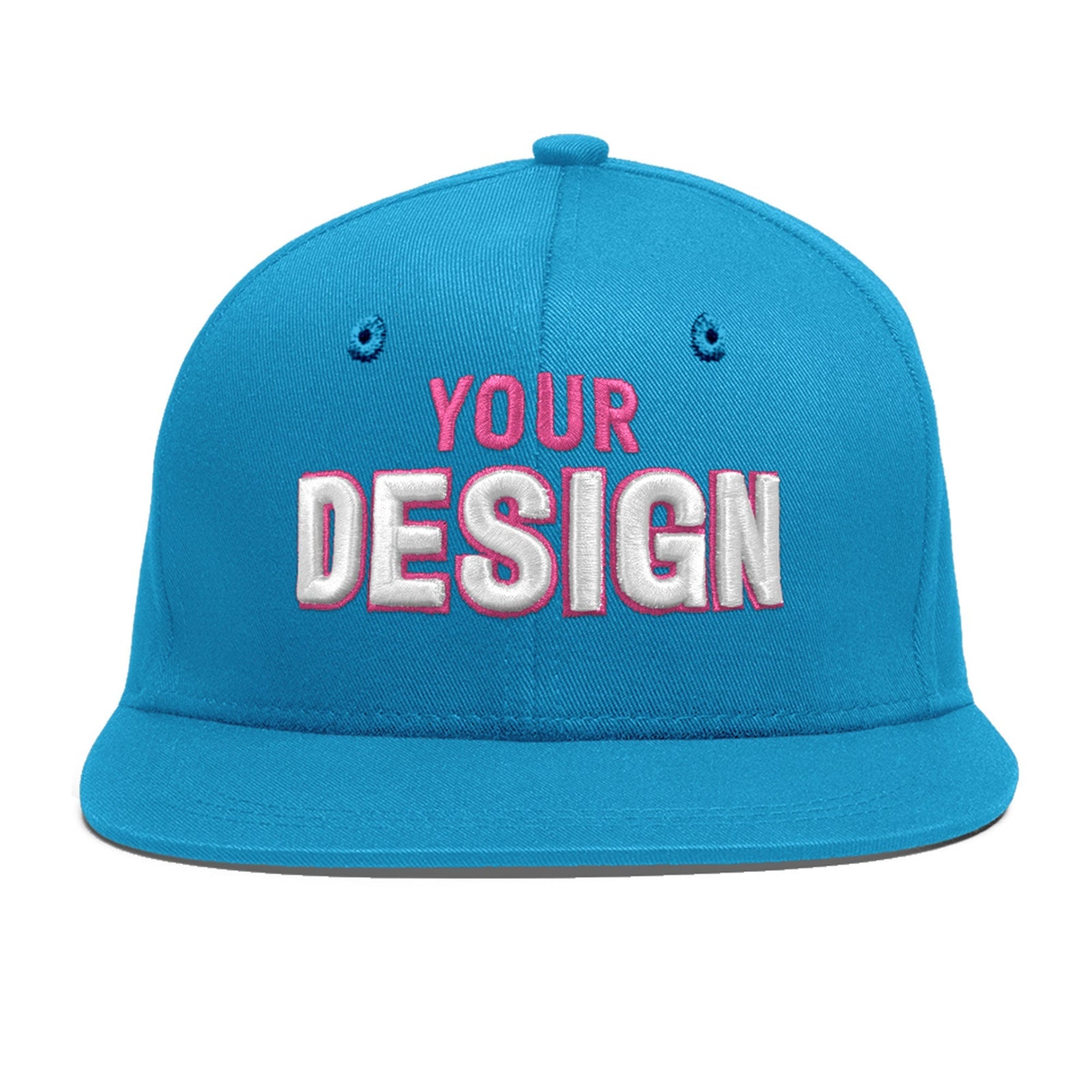 Custom Light Blue 3D Puff Embroidery Flat Embroidery Casual Sport Baseball Cap