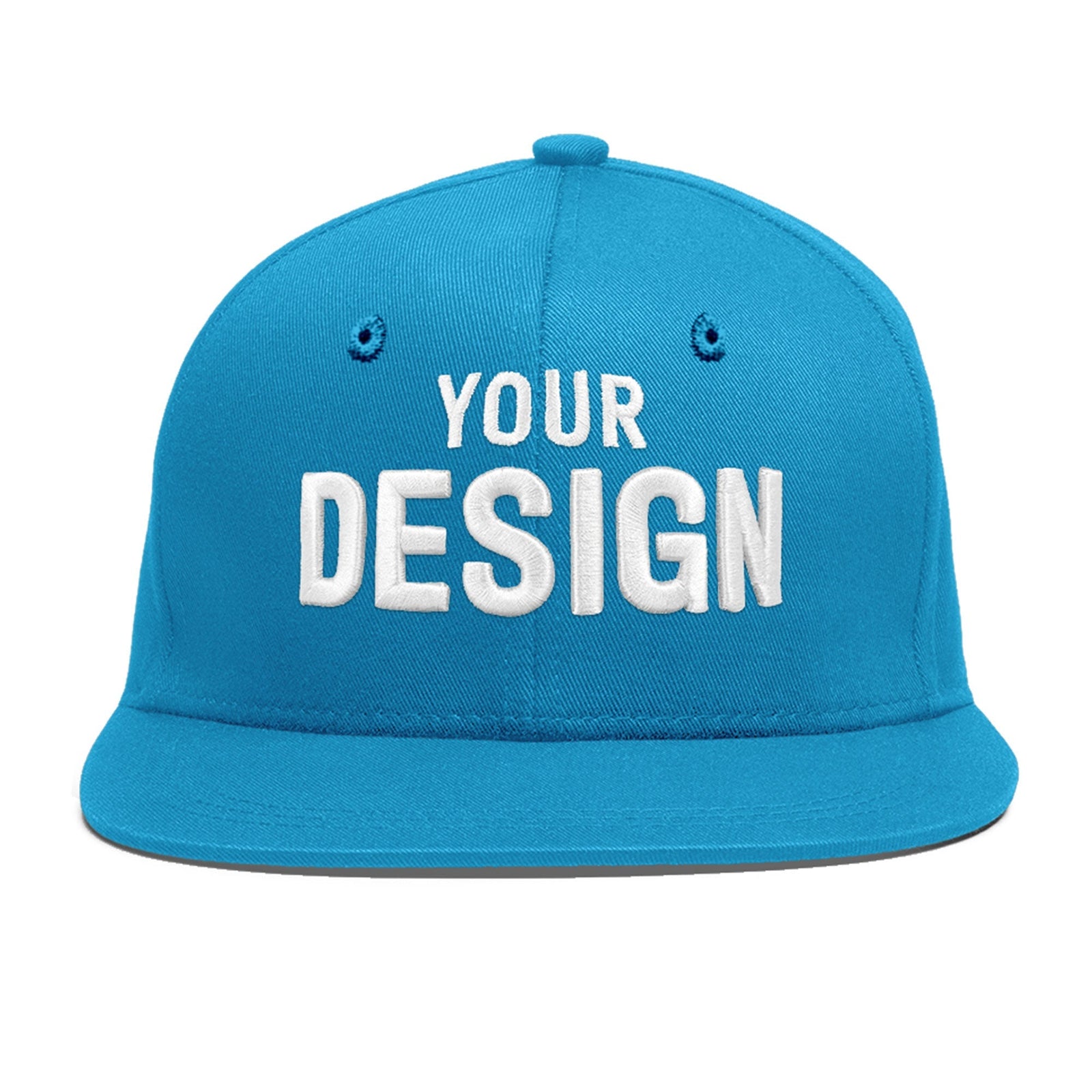 Custom Light Blue 3D Puff Embroidery Flat Embroidery Casual Sport Baseball Cap
