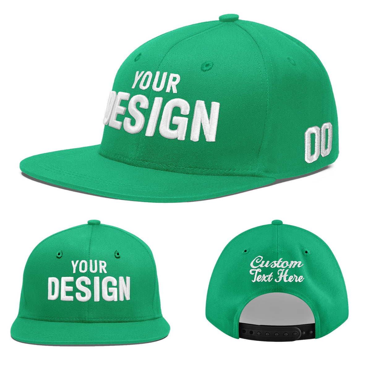 Custom Aqua 3D Puff Embroidery Flat Embroidery Casual Sport Baseball Cap
