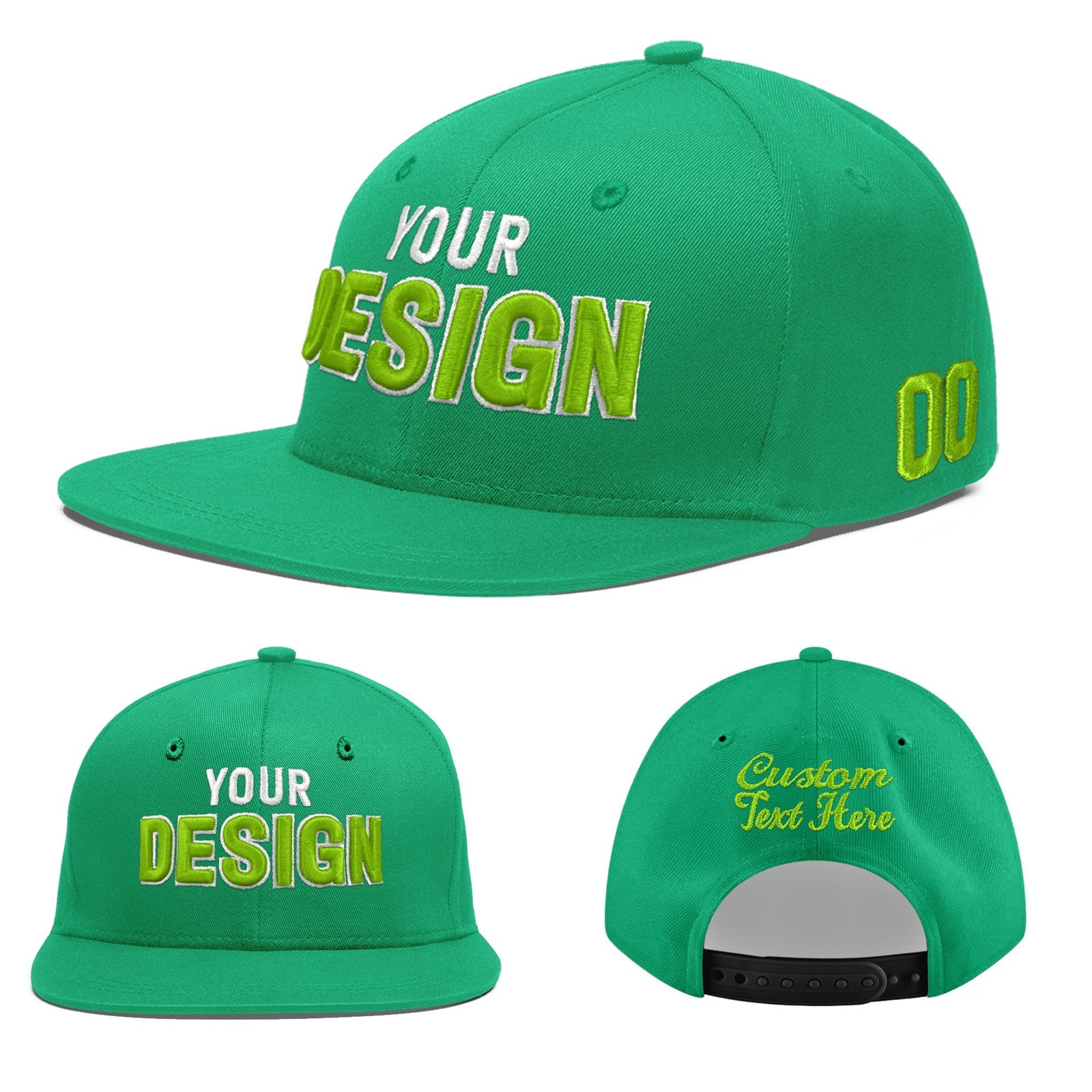 Custom Aqua 3D Puff Embroidery Flat Embroidery Casual Sport Baseball Cap
