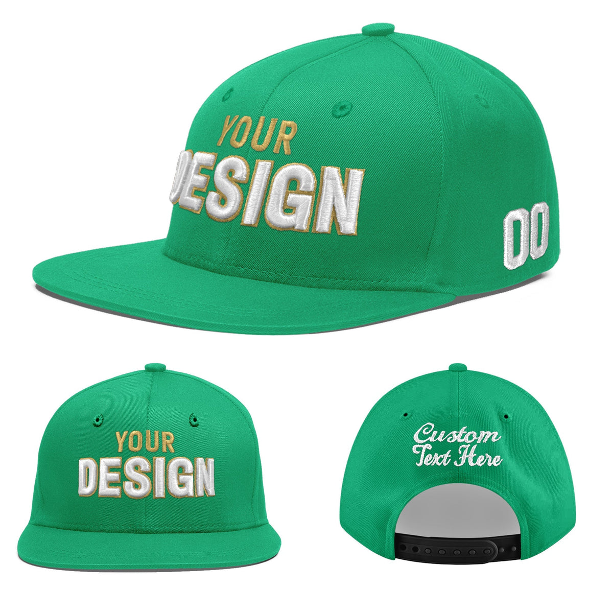 Custom Aqua 3D Puff Embroidery Flat Embroidery Casual Sport Baseball Cap