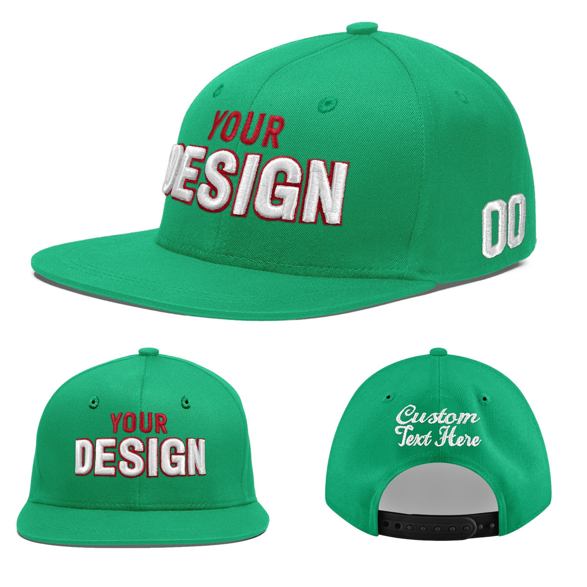 Custom Aqua 3D Puff Embroidery Flat Embroidery Casual Sport Baseball Cap