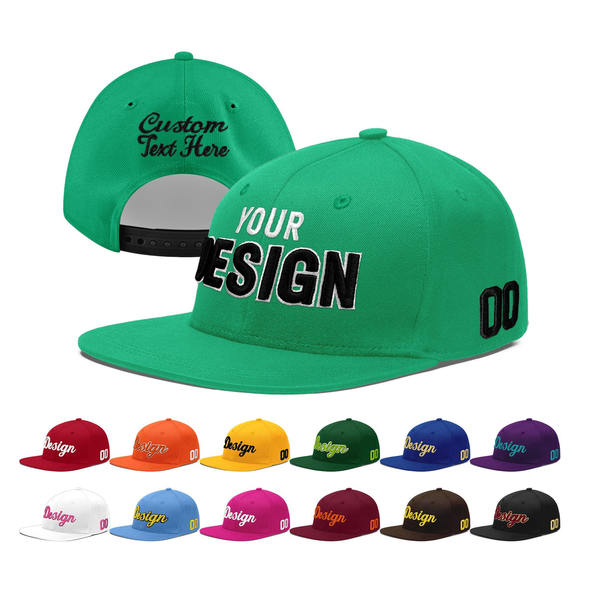 Custom Aqua 3D Puff Embroidery Flat Embroidery Casual Sport Baseball Cap