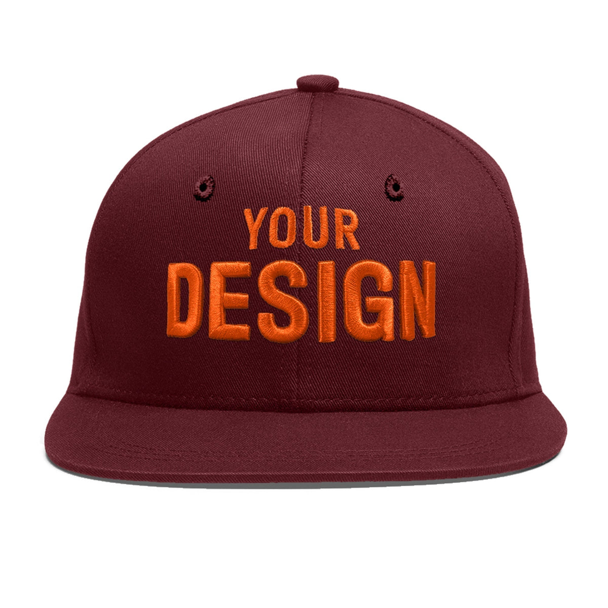 Custom Maroon 3D Puff Embroidery Flat Embroidery Casual Sport Baseball Cap