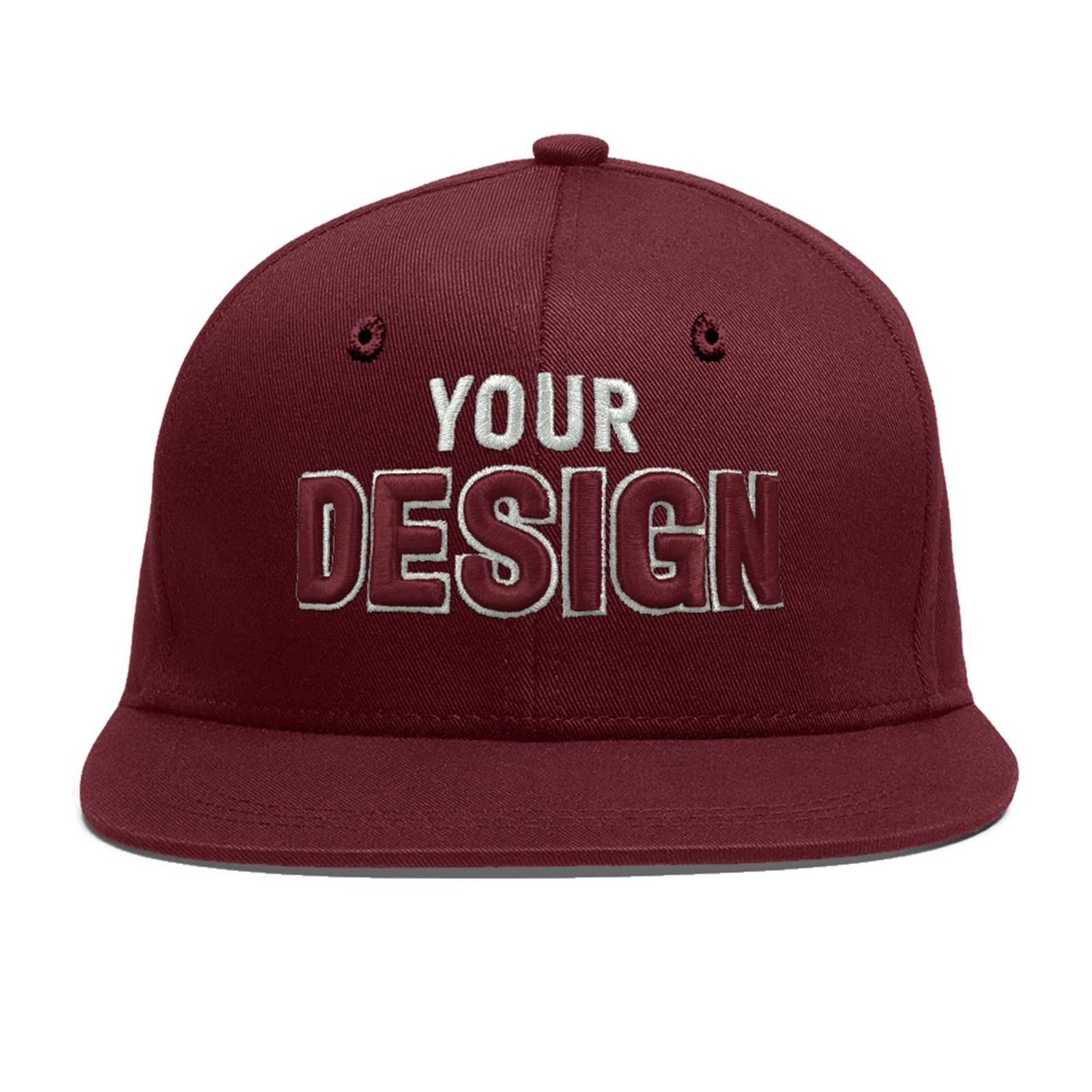 Custom Maroon 3D Puff Embroidery Flat Embroidery Casual Sport Baseball Cap