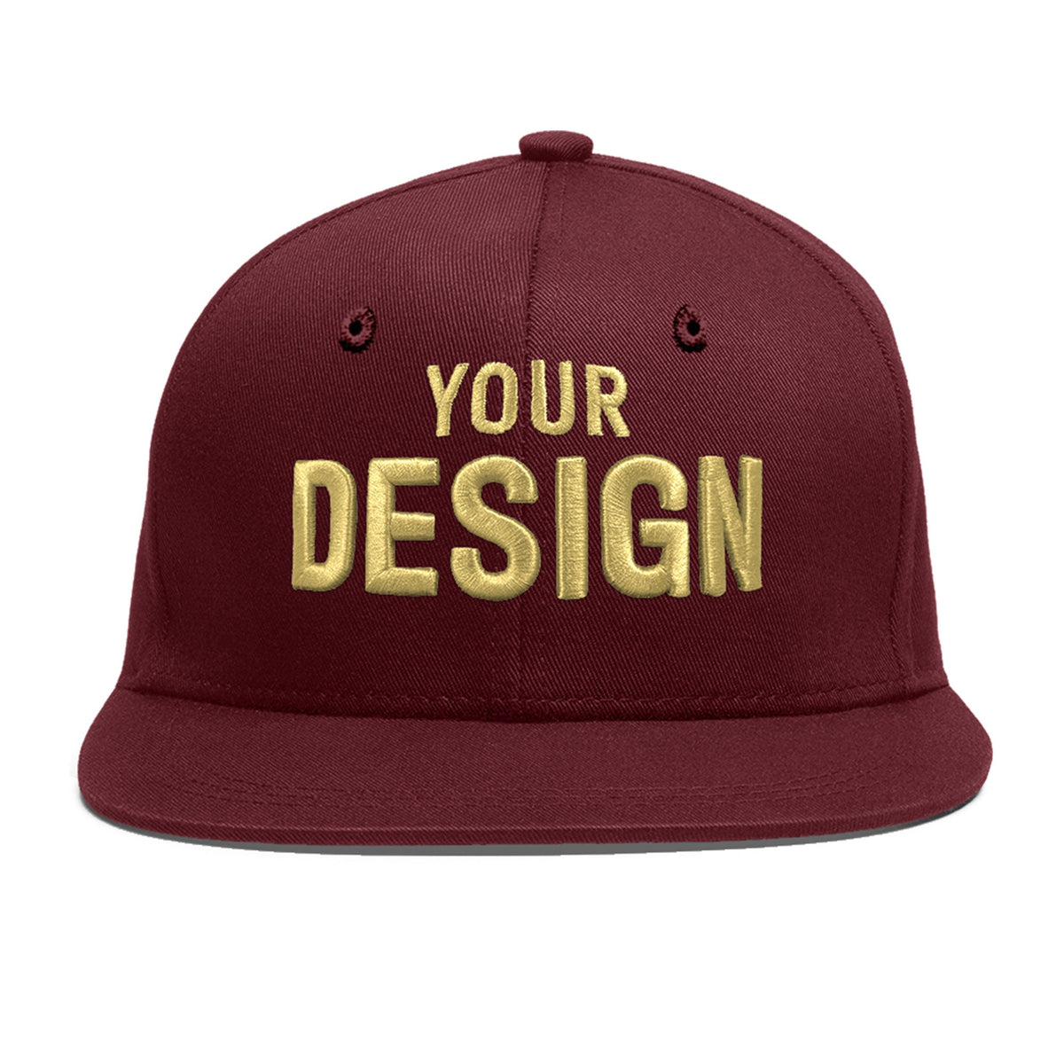 Custom Maroon 3D Puff Embroidery Flat Embroidery Casual Sport Baseball Cap