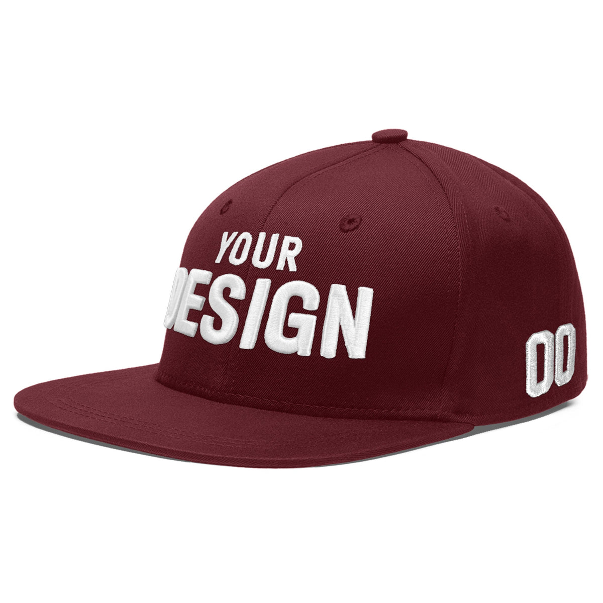 Custom Maroon 3D Puff Embroidery Flat Embroidery Casual Sport Baseball Cap