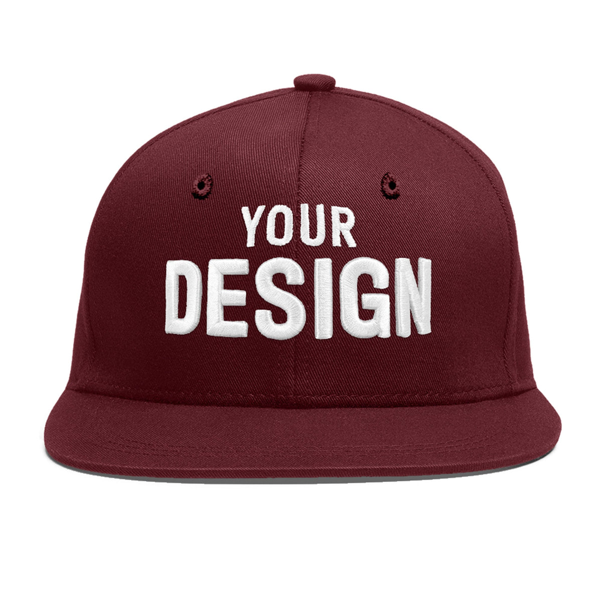 Custom Maroon 3D Puff Embroidery Flat Embroidery Casual Sport Baseball Cap