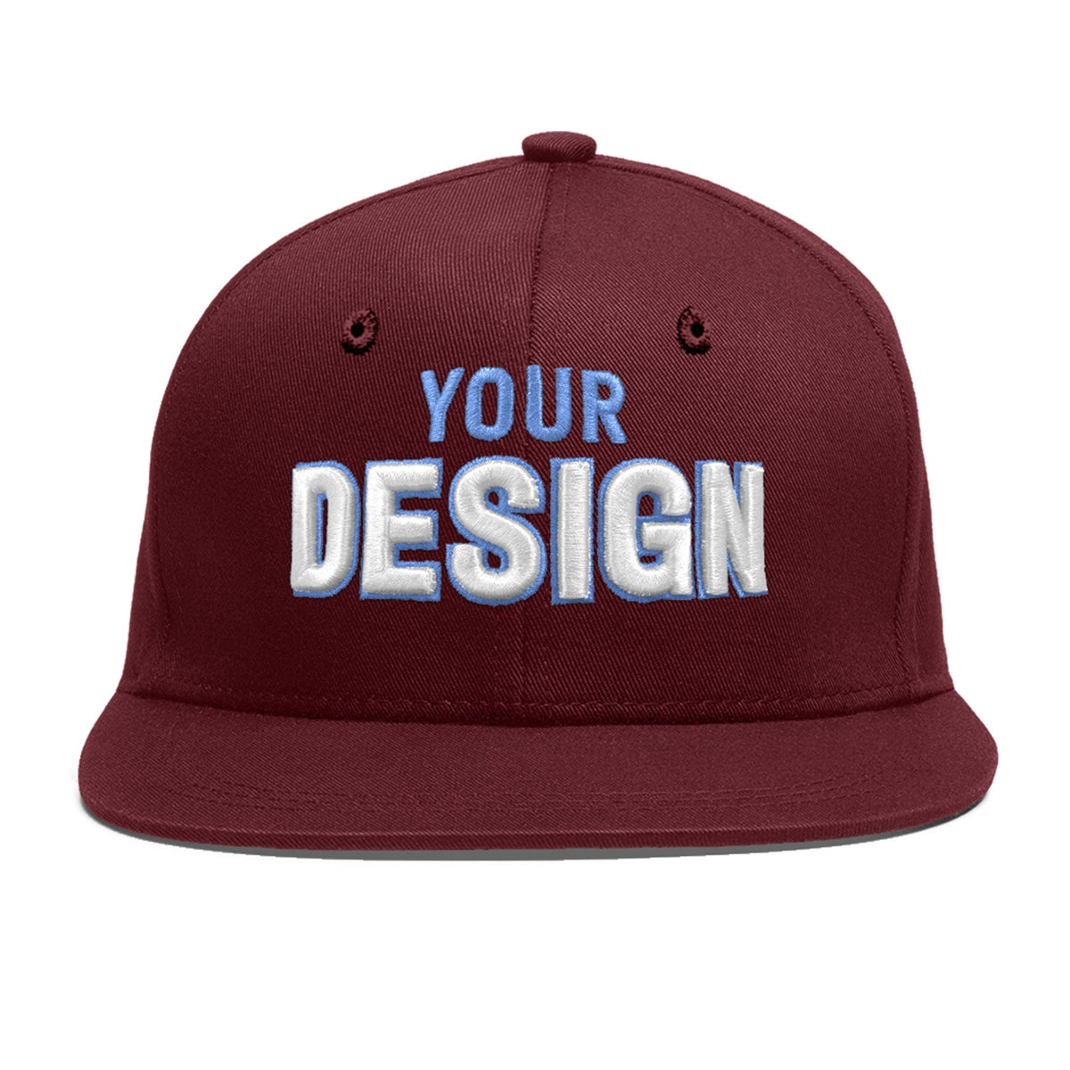 Custom Maroon 3D Puff Embroidery Flat Embroidery Casual Sport Baseball Cap