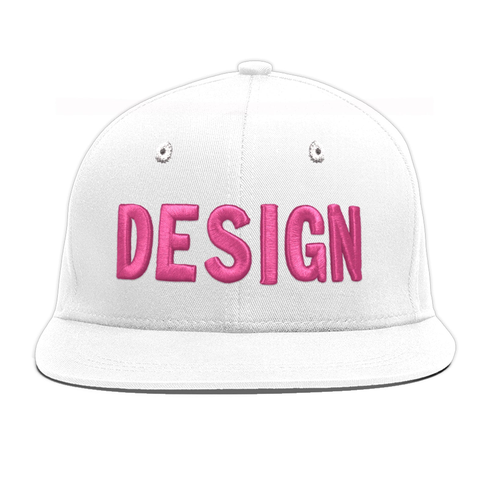 Custom White 3D Puff Embroidery Flat Embroidery Casual Sport Baseball Cap