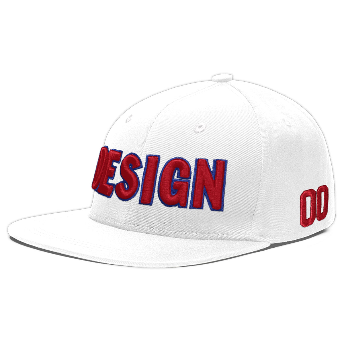 Custom White 3D Puff Embroidery Flat Embroidery Casual Sport Baseball Cap