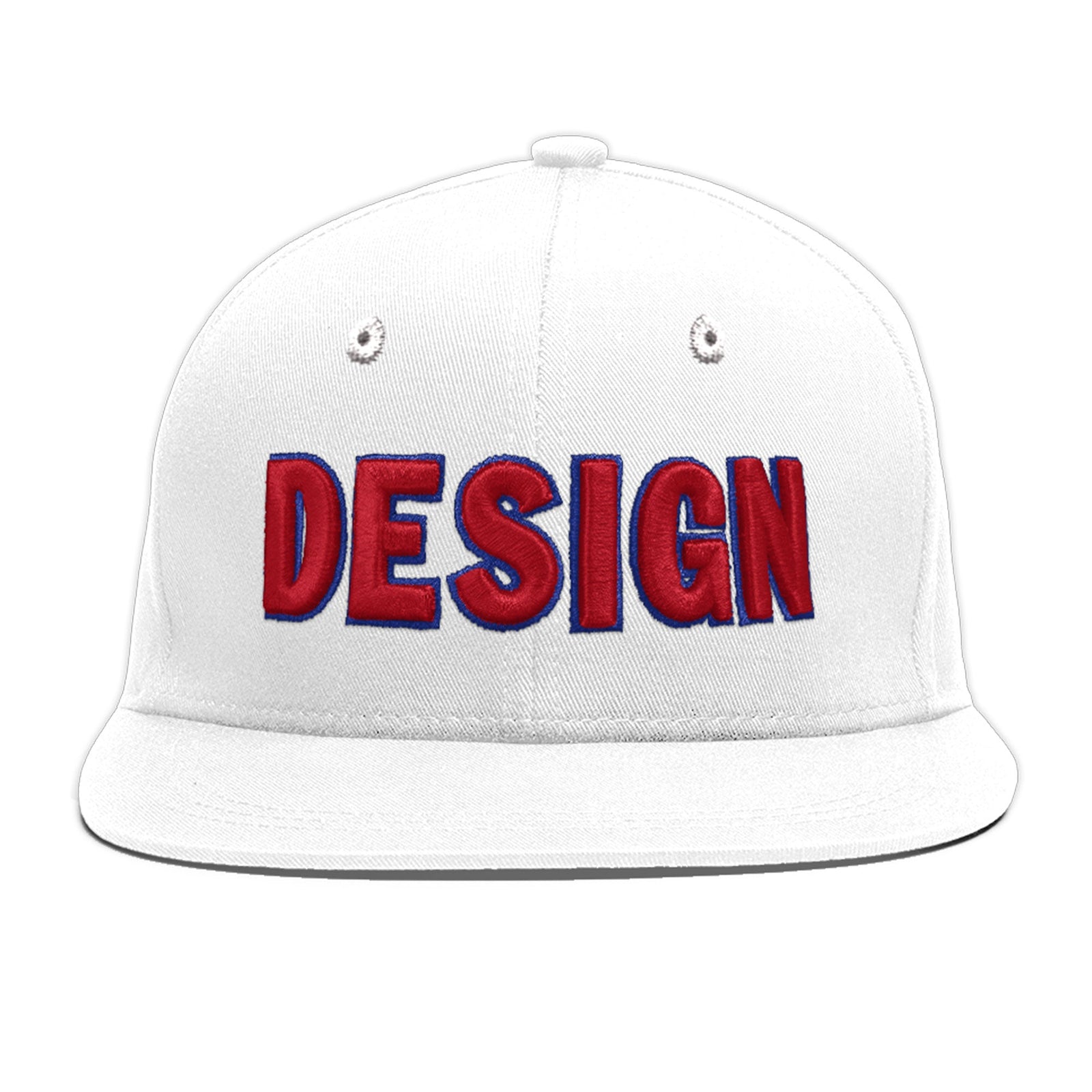 Custom White 3D Puff Embroidery Flat Embroidery Casual Sport Baseball Cap