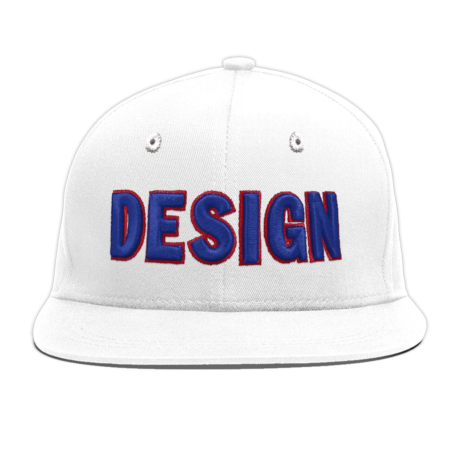 Custom White 3D Puff Embroidery Flat Embroidery Casual Sport Baseball Cap