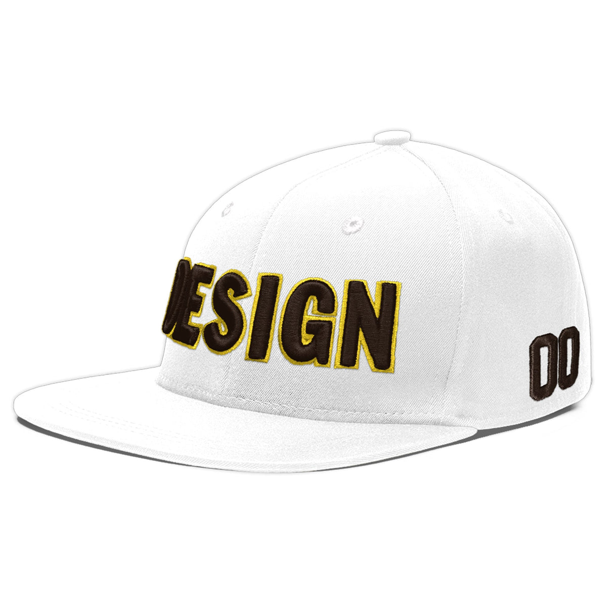 Custom White 3D Puff Embroidery Flat Embroidery Casual Sport Baseball Cap