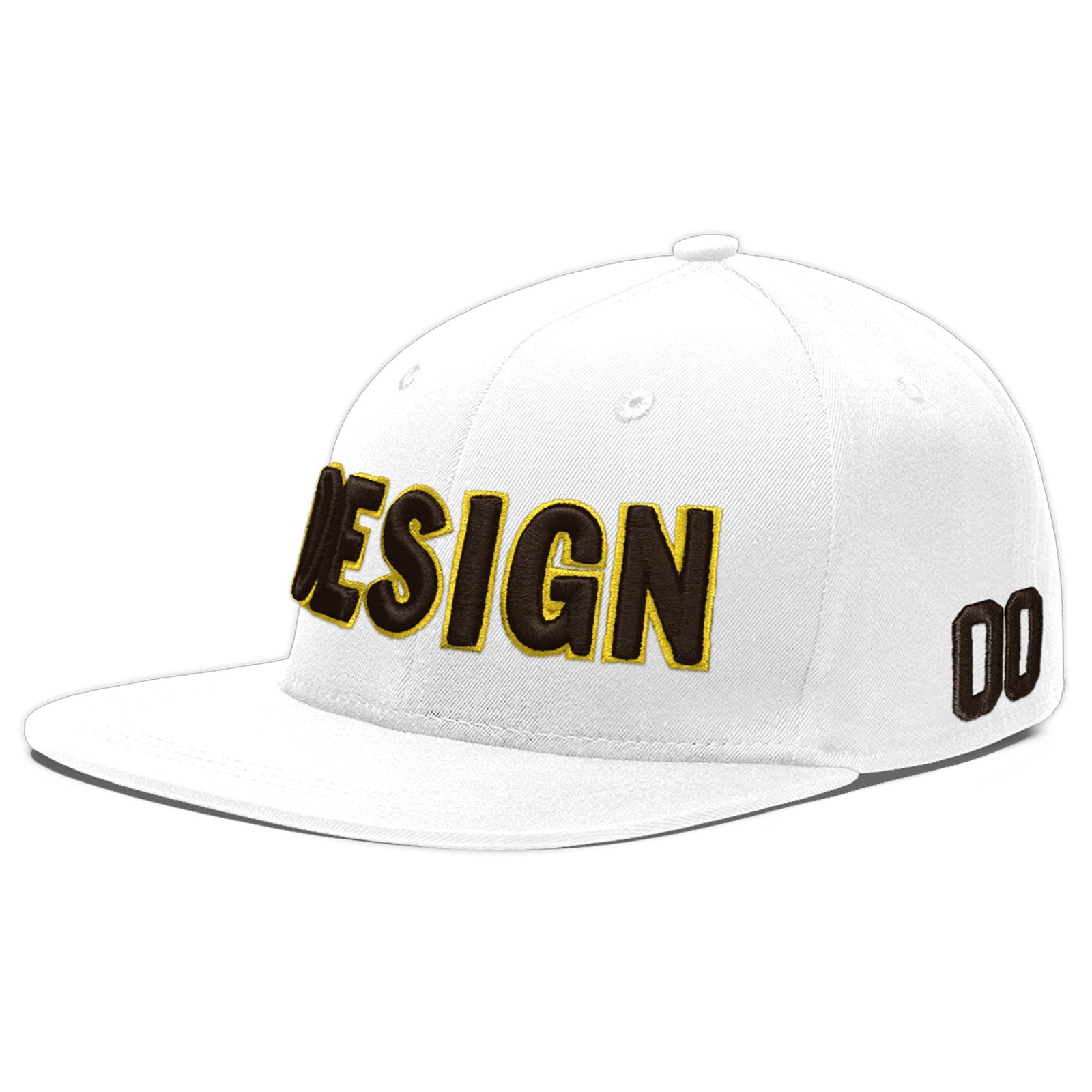 Custom White 3D Puff Embroidery Flat Embroidery Casual Sport Baseball Cap