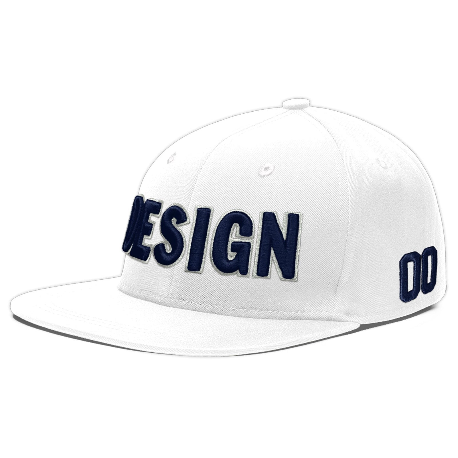Custom White 3D Puff Embroidery Flat Embroidery Casual Sport Baseball Cap