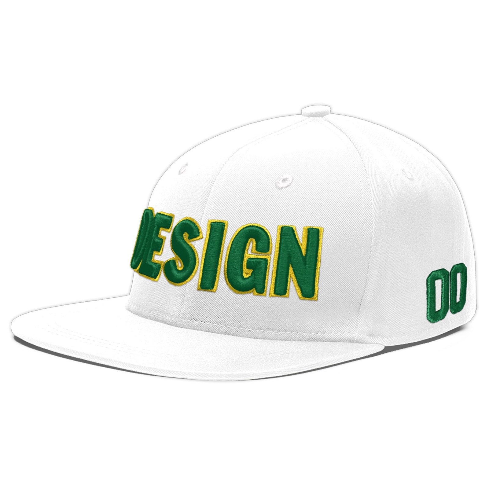 Custom White 3D Puff Embroidery Flat Embroidery Casual Sport Baseball Cap