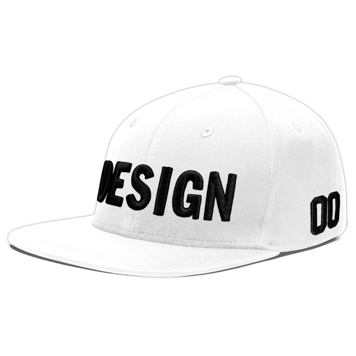Custom White 3D Puff Embroidery Flat Embroidery Casual Sport Baseball Cap