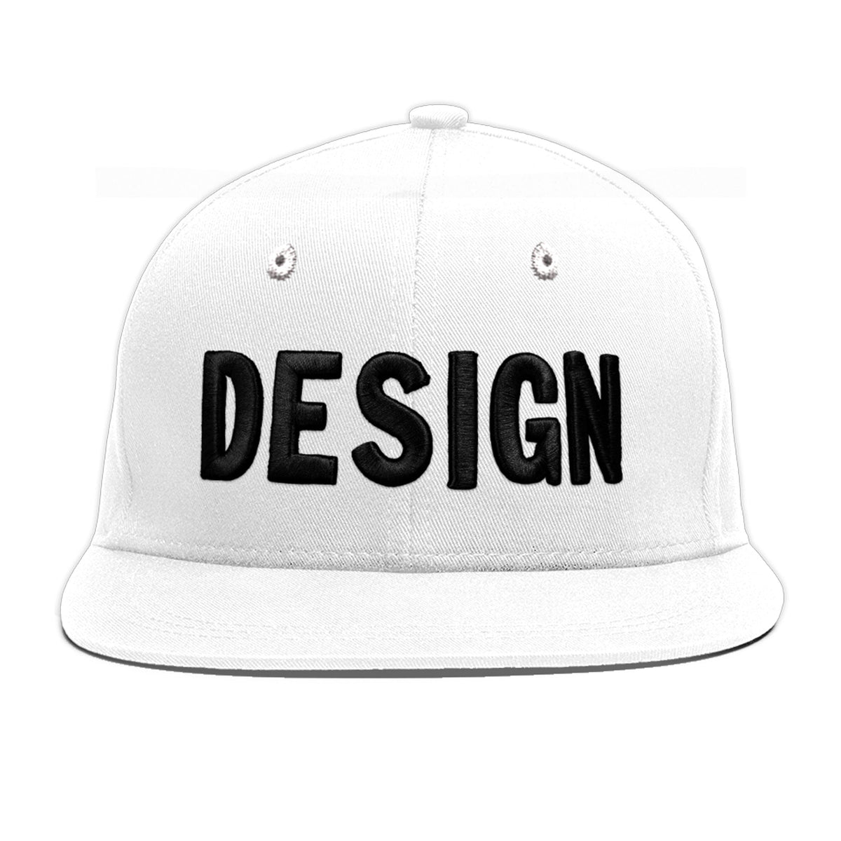 Custom White 3D Puff Embroidery Flat Embroidery Casual Sport Baseball Cap