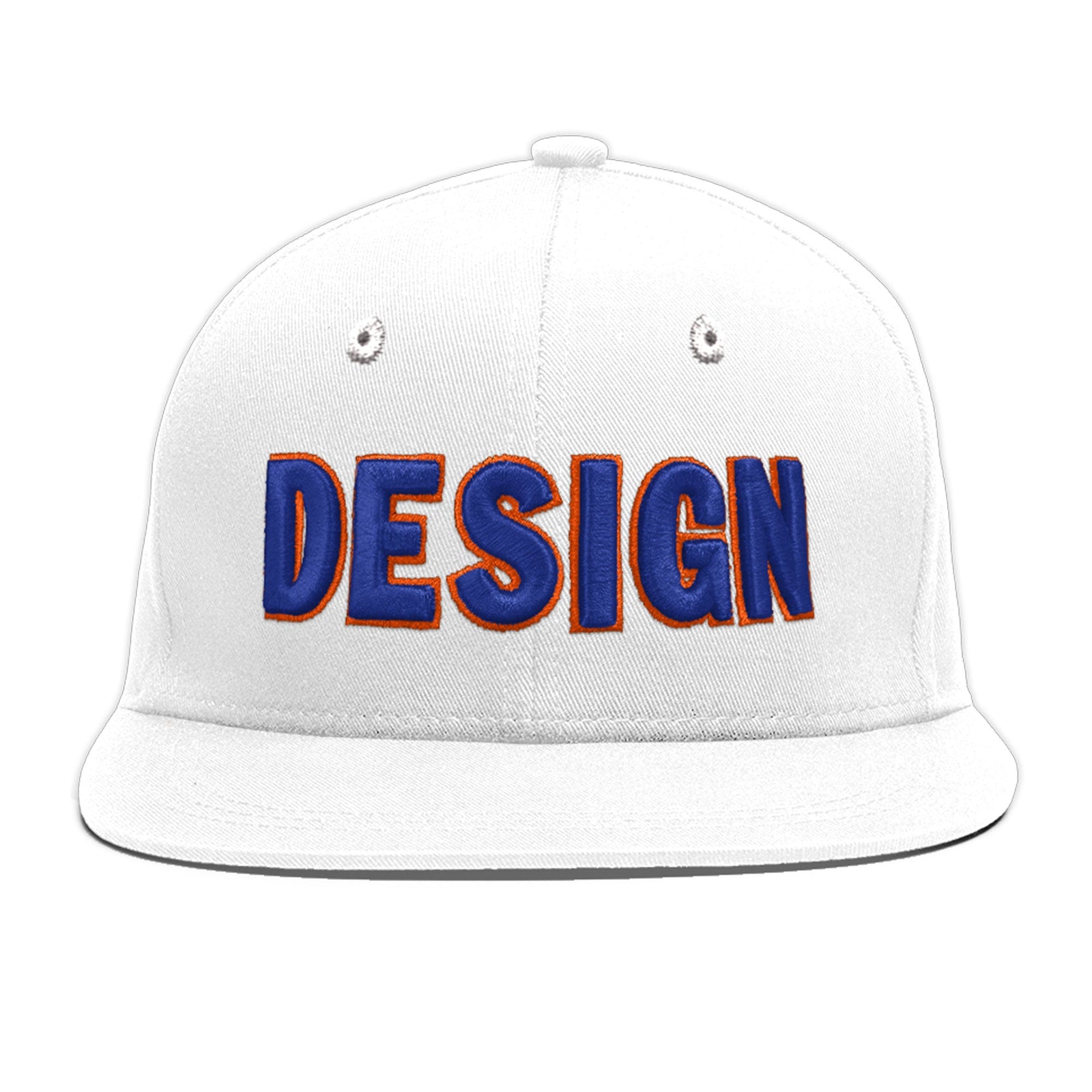 Custom White 3D Puff Embroidery Flat Embroidery Casual Sport Baseball Cap