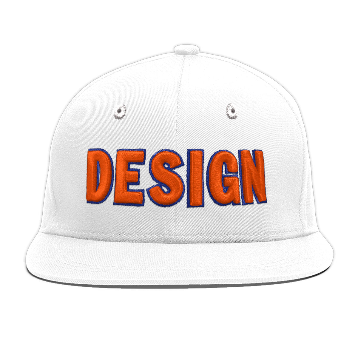 Custom White 3D Puff Embroidery Flat Embroidery Casual Sport Baseball Cap